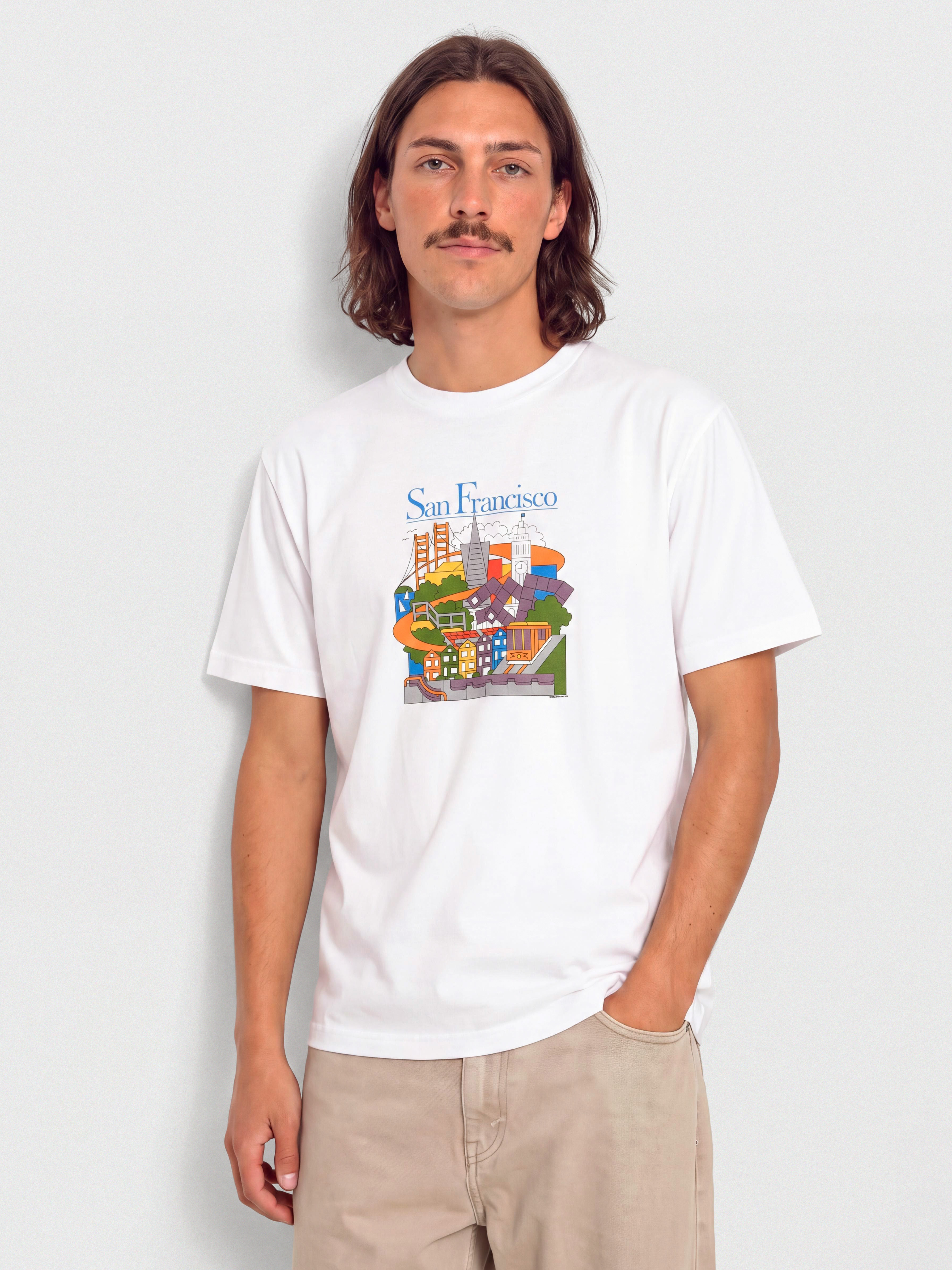 Póló Real Sf Travel (white w/multi color print)