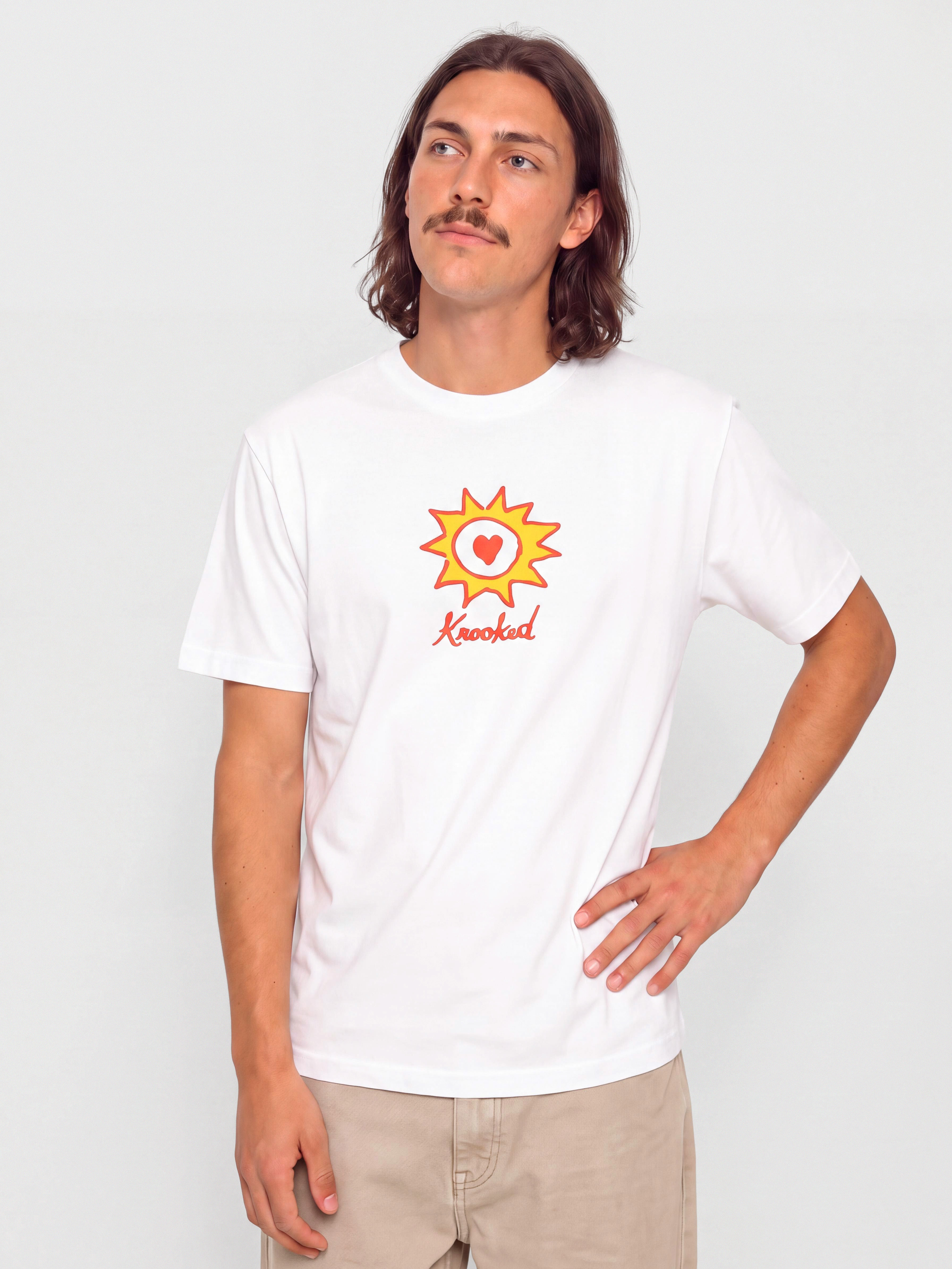 Póló Krooked Sun Heart (white w/red & yellow print)