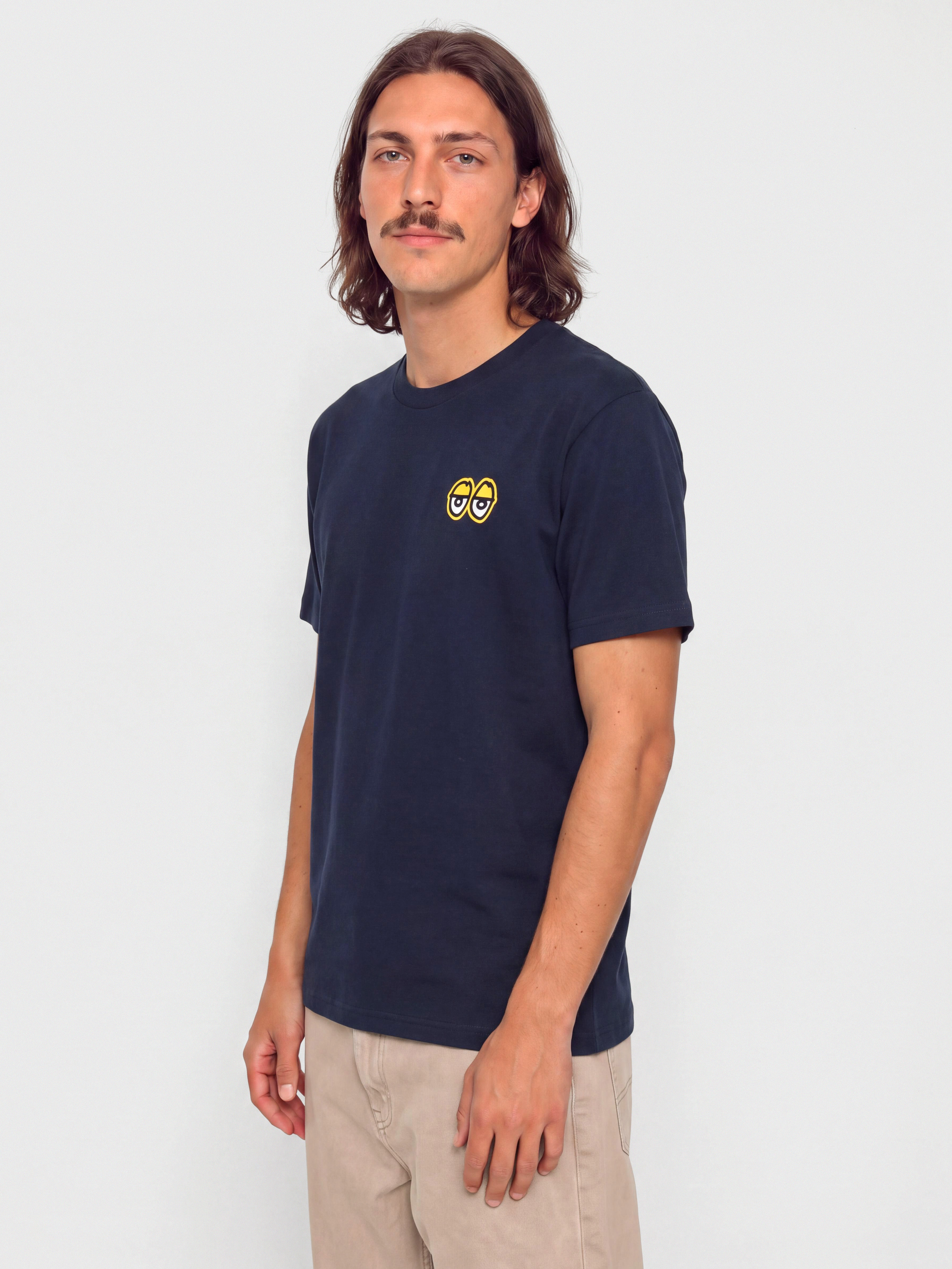 Póló Krooked New Tricks (true navy w/yellow black & white prints)