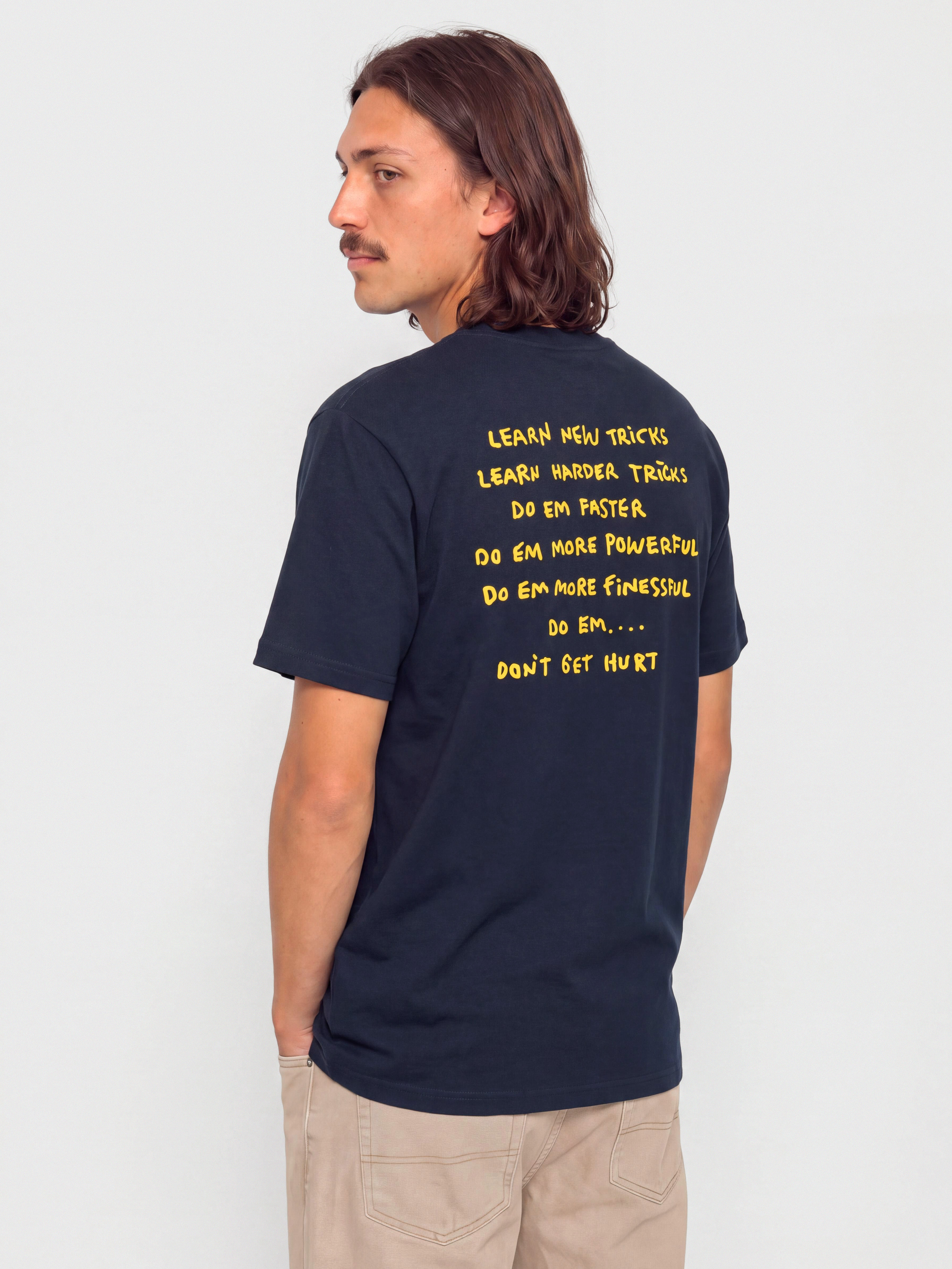 Póló Krooked New Tricks (true navy w/yellow black & white prints)
