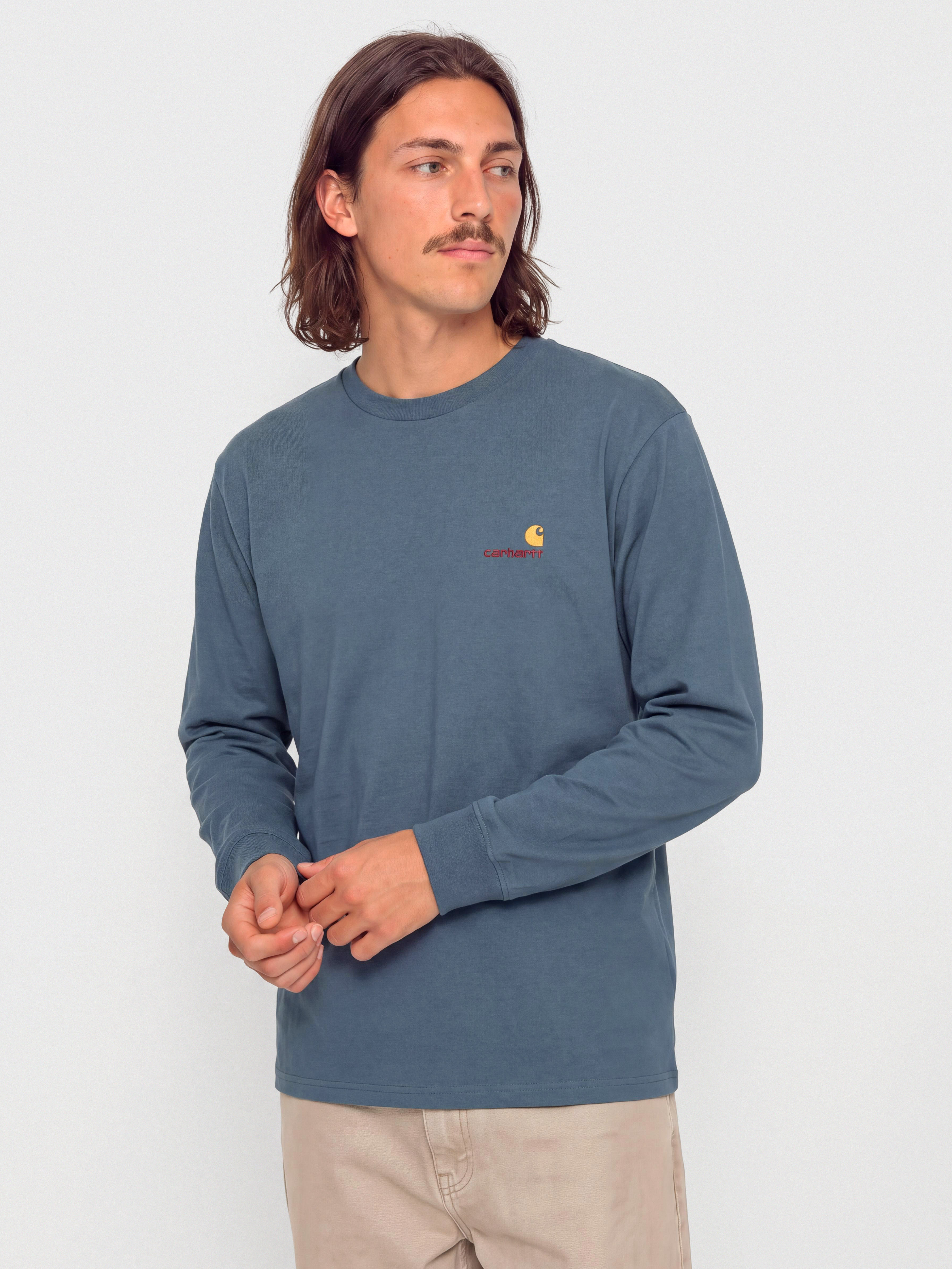 Hosszú ujjú felső Carhartt WIP American Script (office blue)