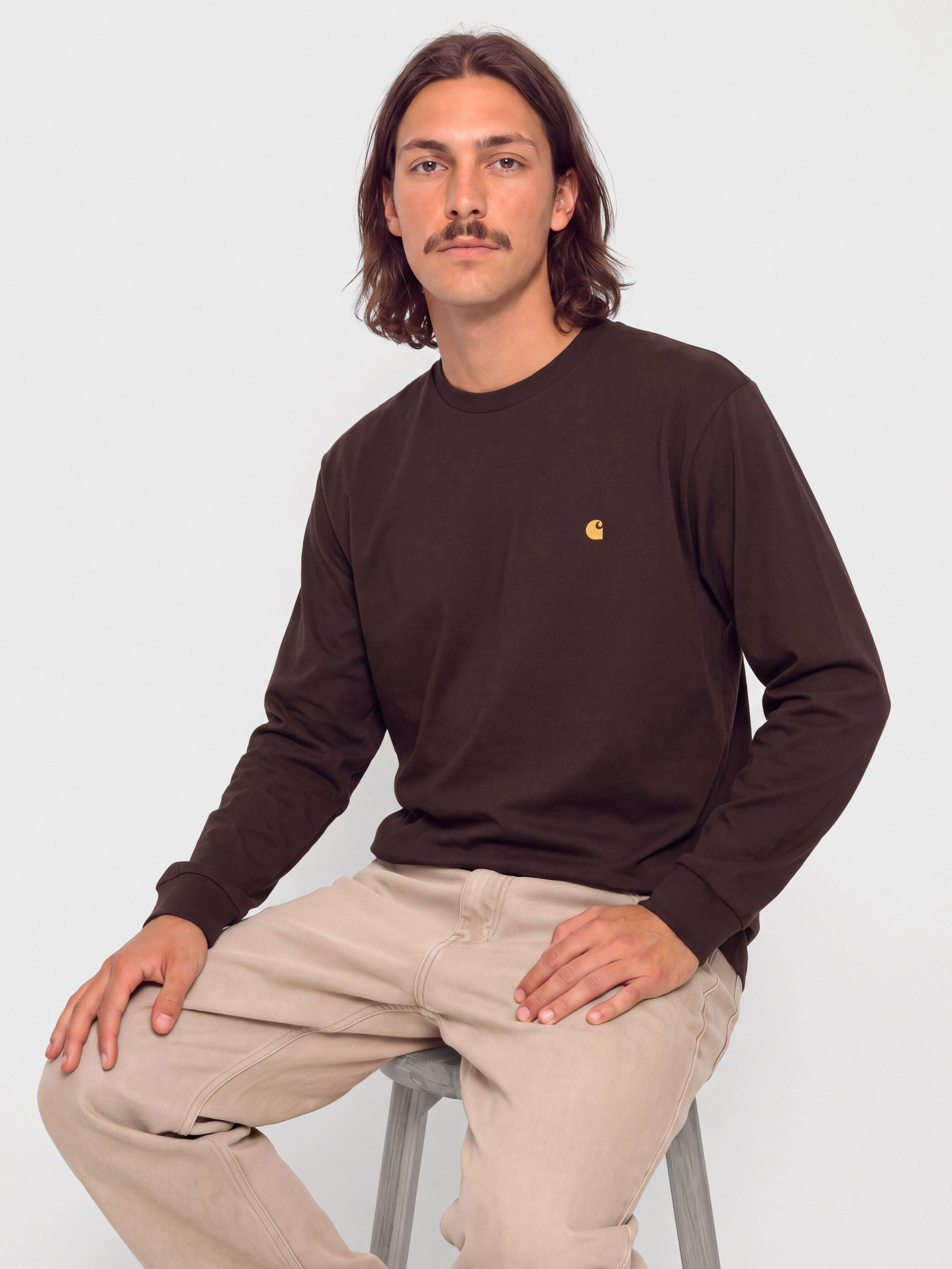 Carhartt WIP Chase Hosszú ujjú felső (palisander/gold)