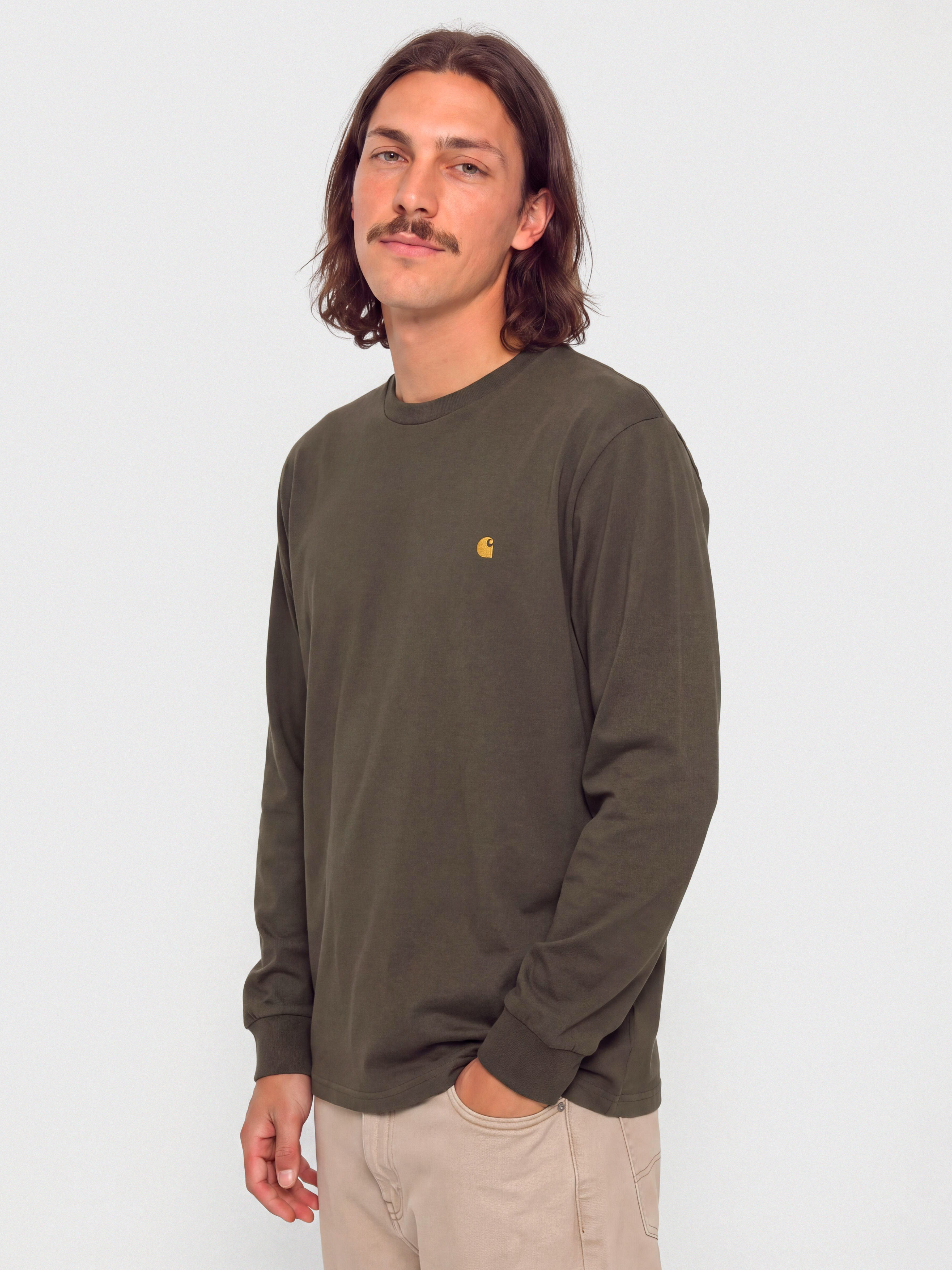 Carhartt WIP Chase Hosszú ujjú felső (shungite/gold)