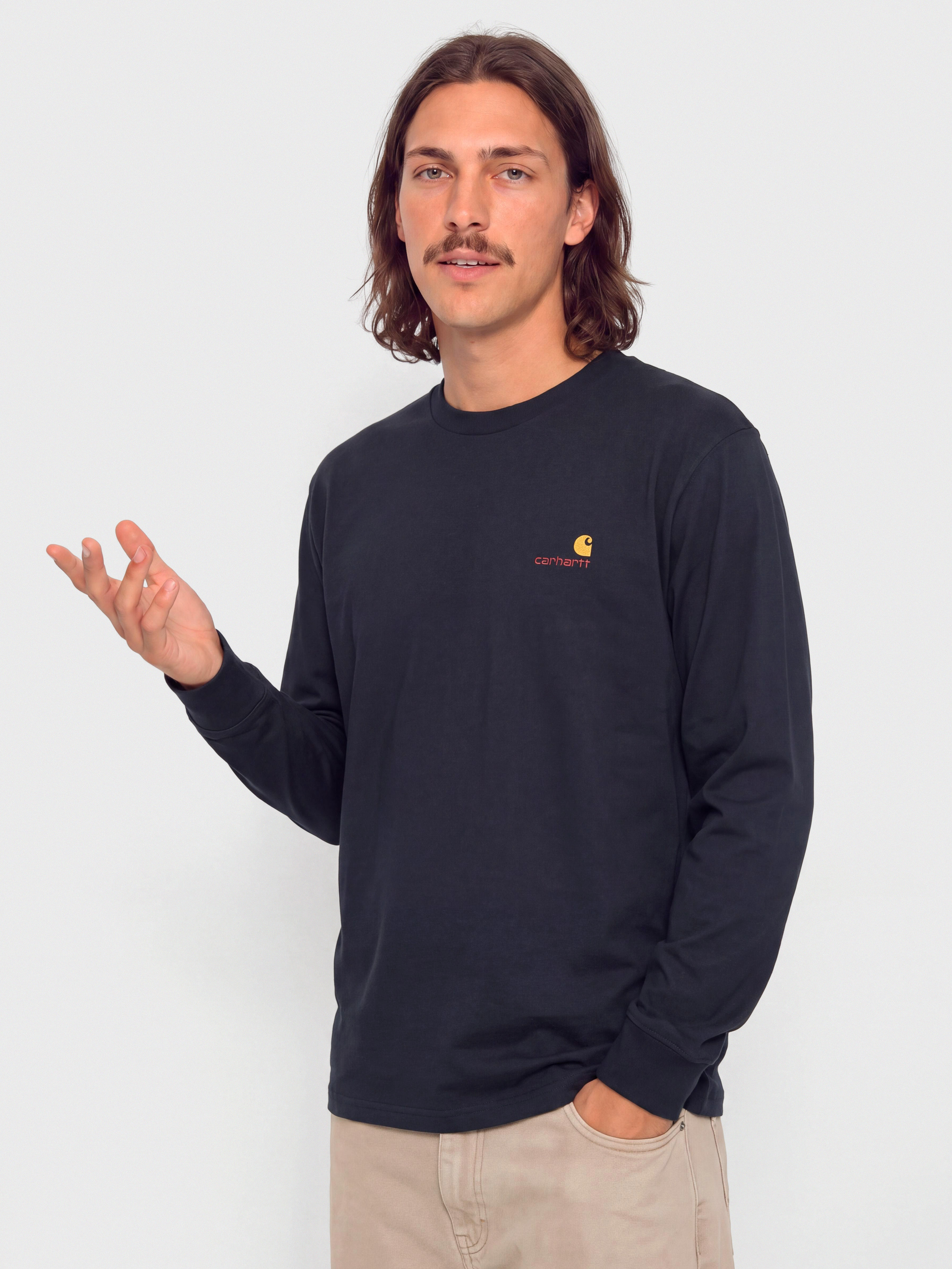 Hosszú ujjú felső Carhartt WIP American Script (deep night)
