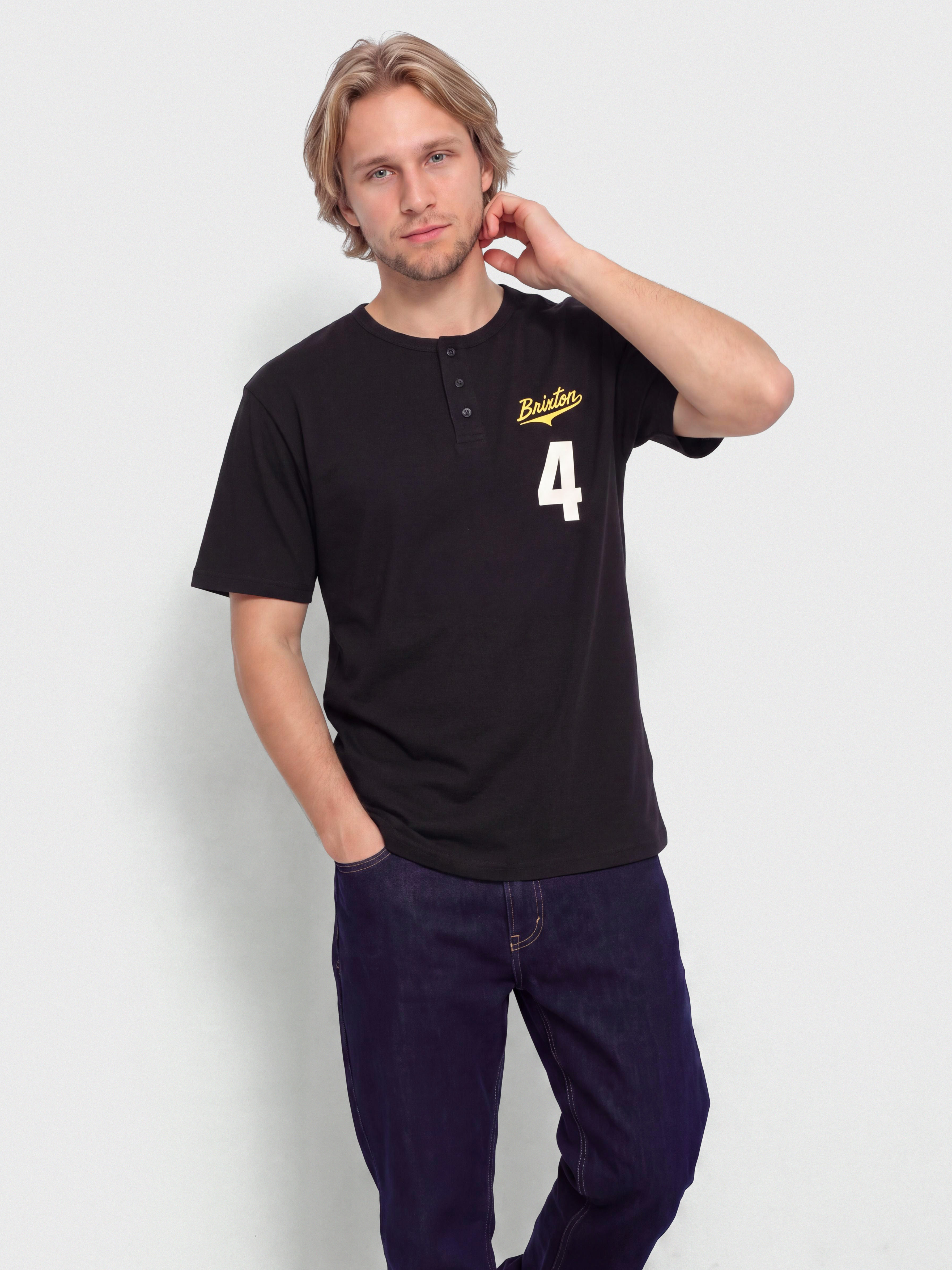 Brixton The League Baseball Póló (black/black)