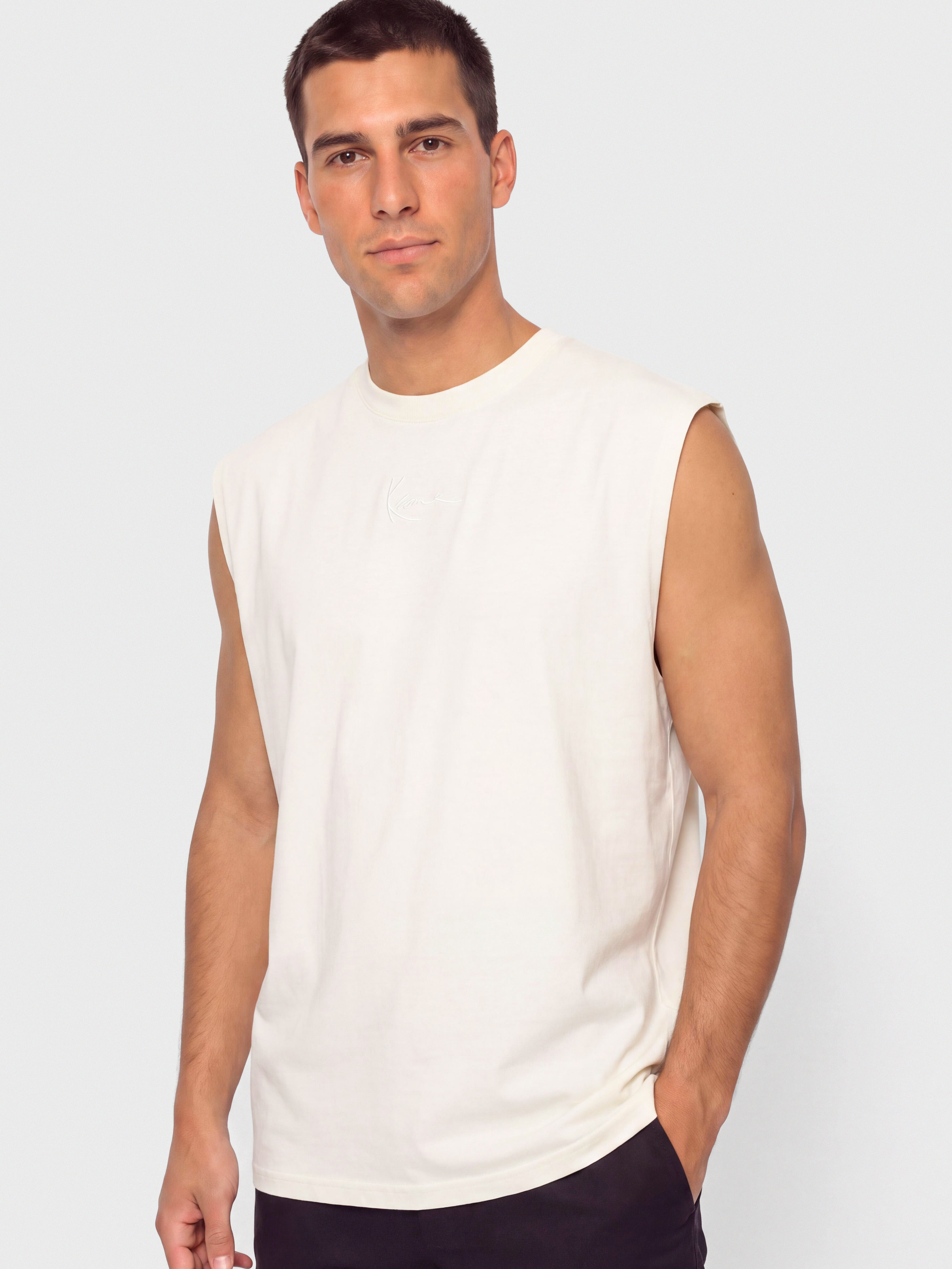 Karl Kani Small Signature Essential Sleeveless Póló (off white)