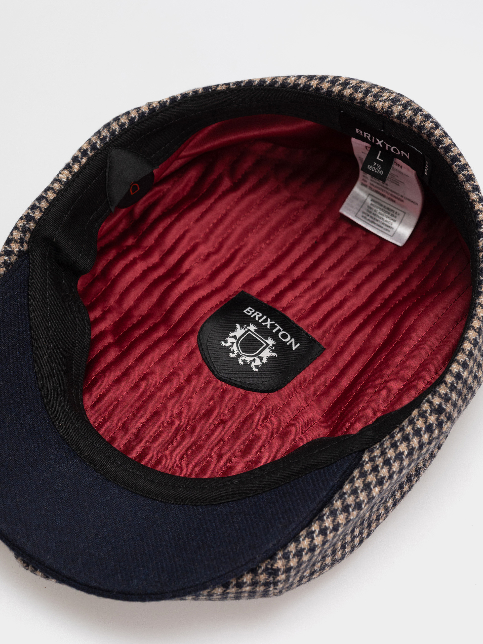 Flat cap Brixton Brood Snap Cap (navy/sand houndstooth)