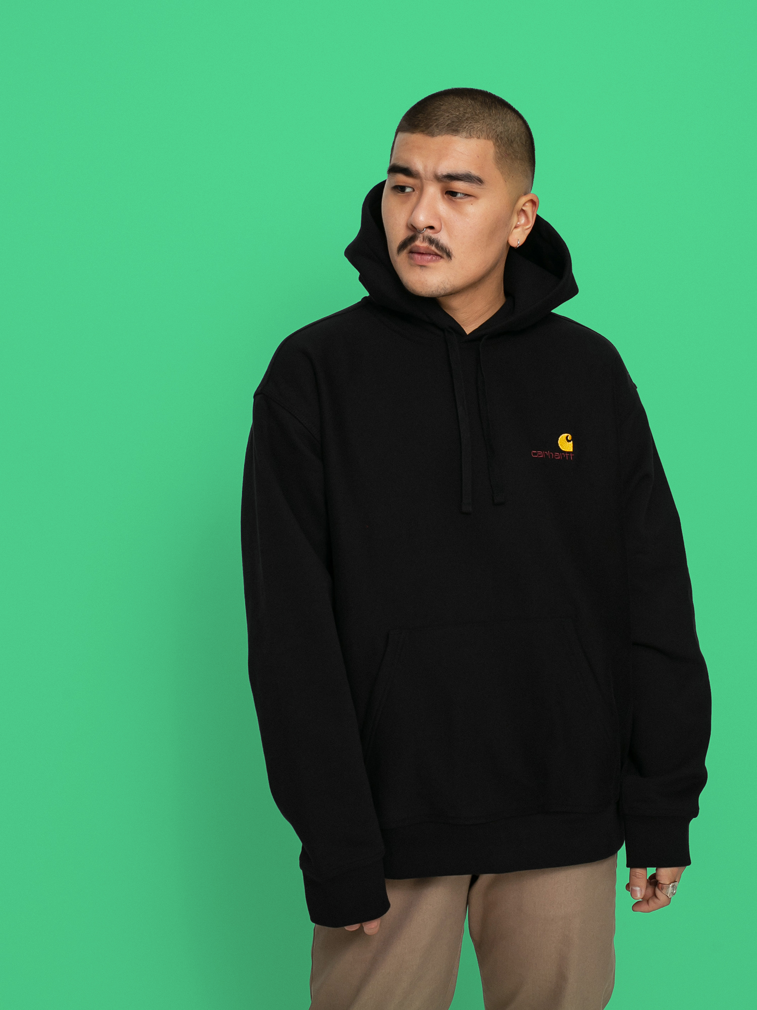 Carhartt WIP American Script HD Kapucnis pulóver (black)