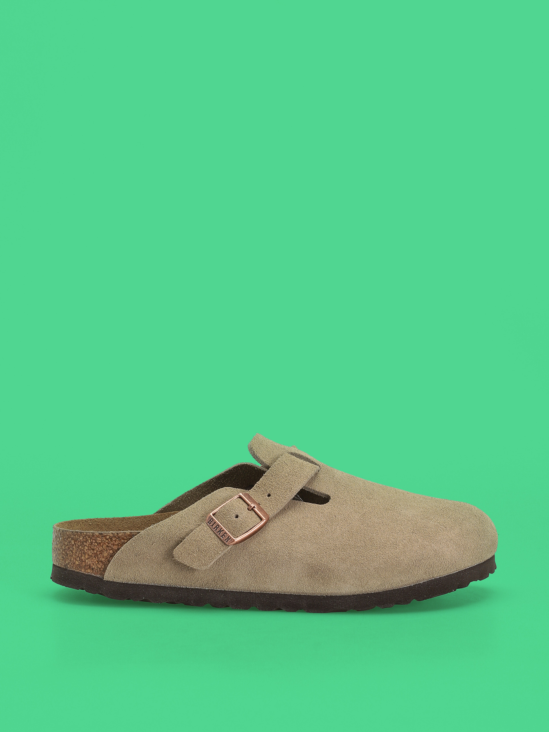 Birkenstock Boston Soft Footbed Suede Leather Narrow Flip-flop papucsok (taupe)