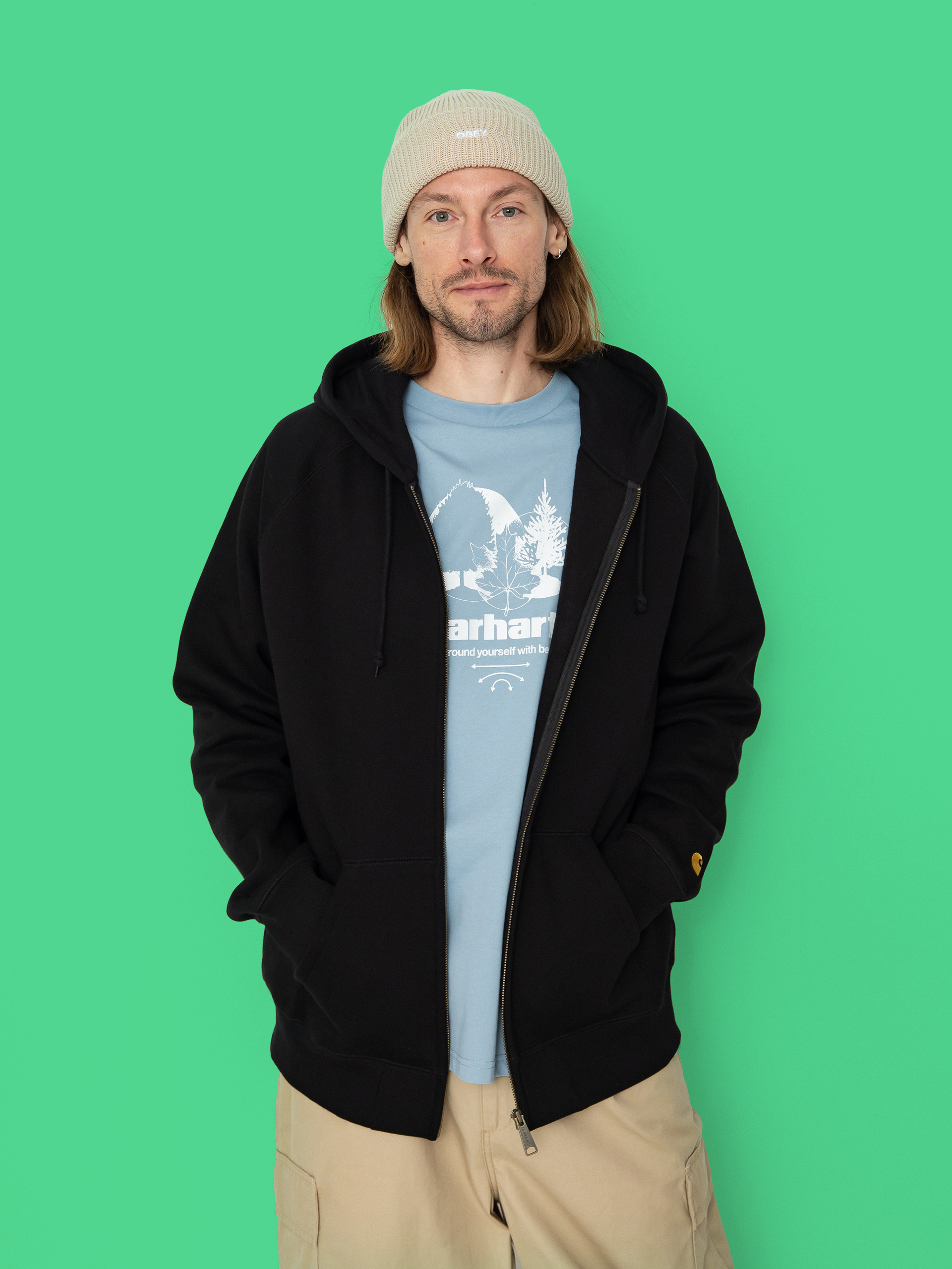 Carhartt WIP Chase ZHD Kapucnis pulu00f3ver (black/gold)