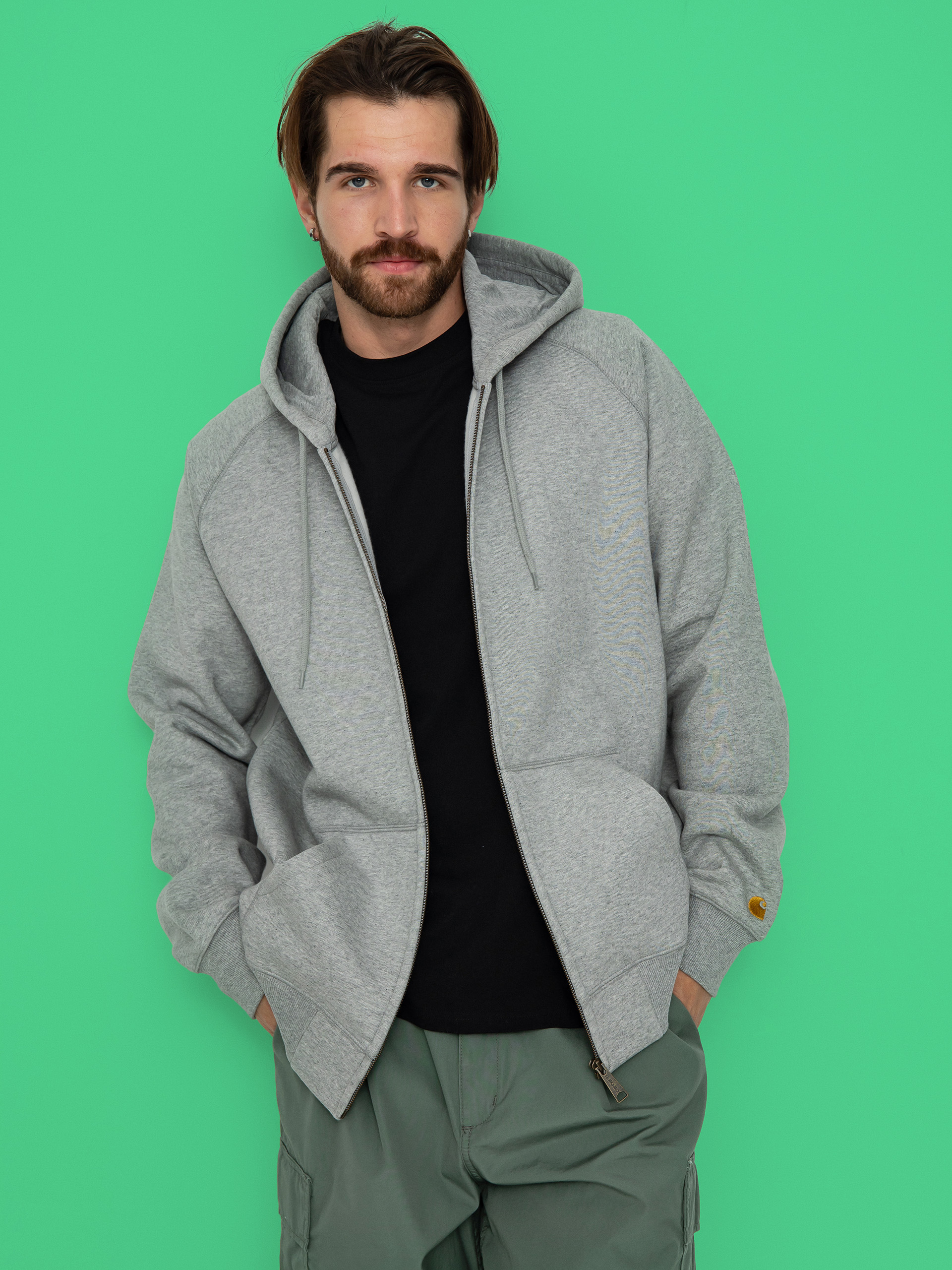 Kapucnis pulóver Carhartt WIP Chase ZHD (grey heather/gold)