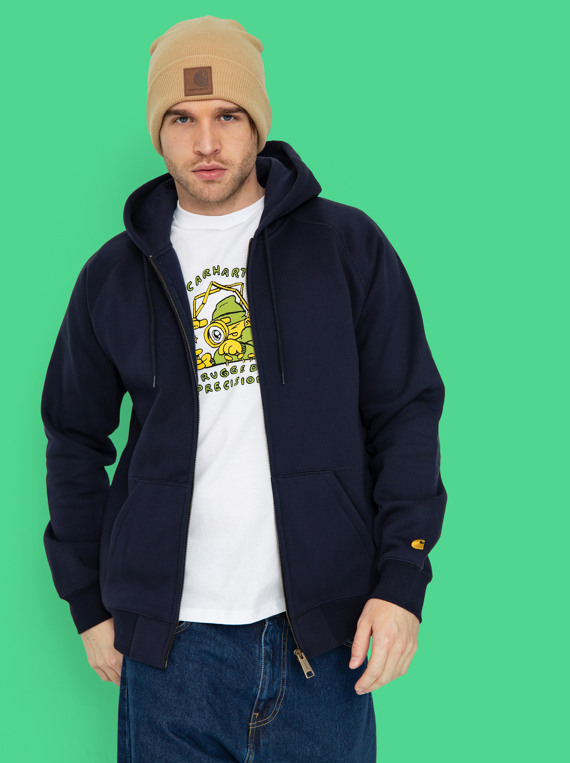 Carhartt WIP Chase ZHD Kapucnis pulu00f3ver (dark navy/gold)