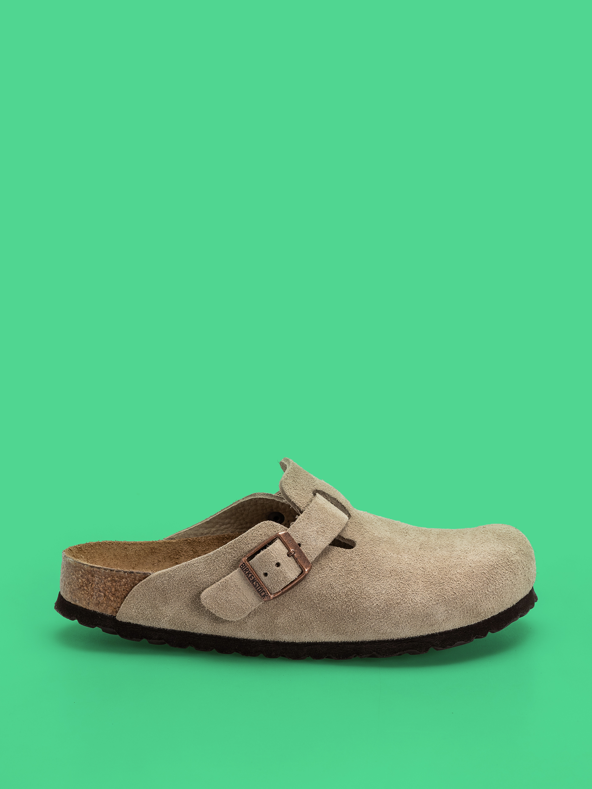 Flip-flop papucsok Birkenstock Boston Soft Footbed Suede Leather Regular (taupe)