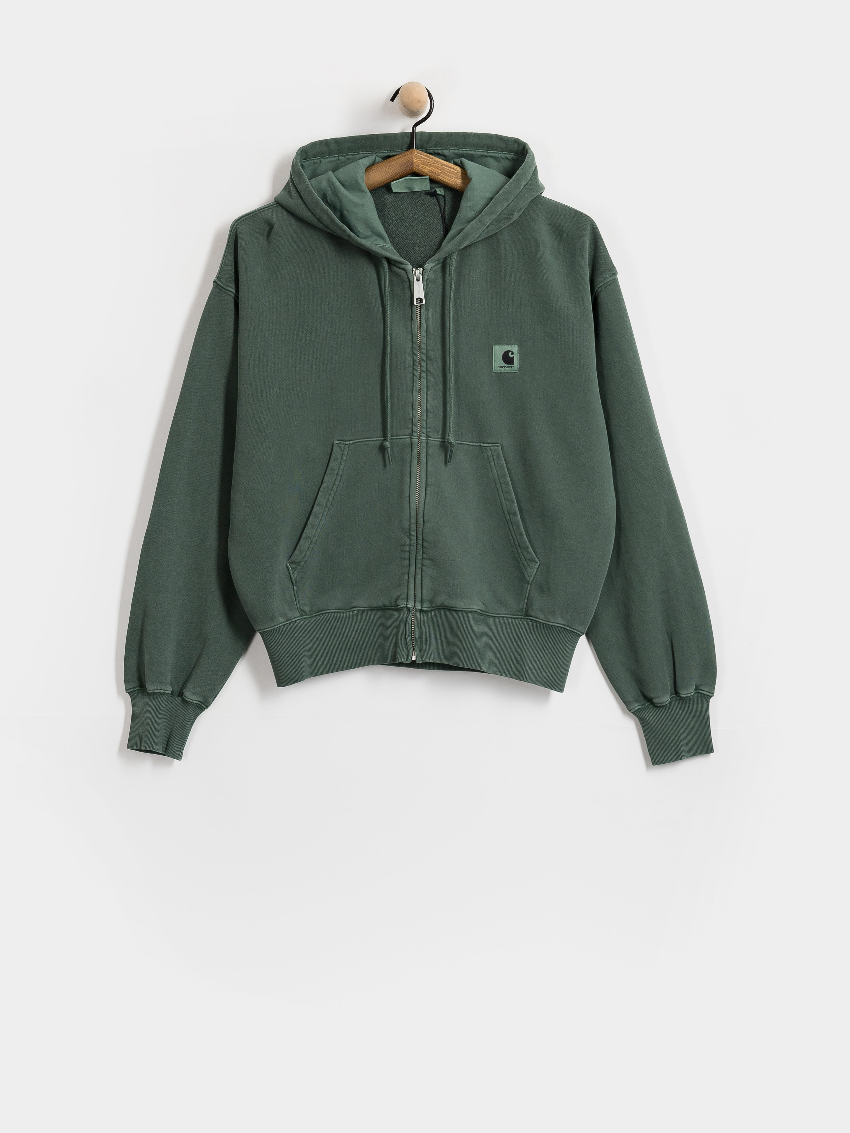 Kapucnis pulóver Carhartt WIP Nelson ZHD Wmn (dark scarab/garment dyed)