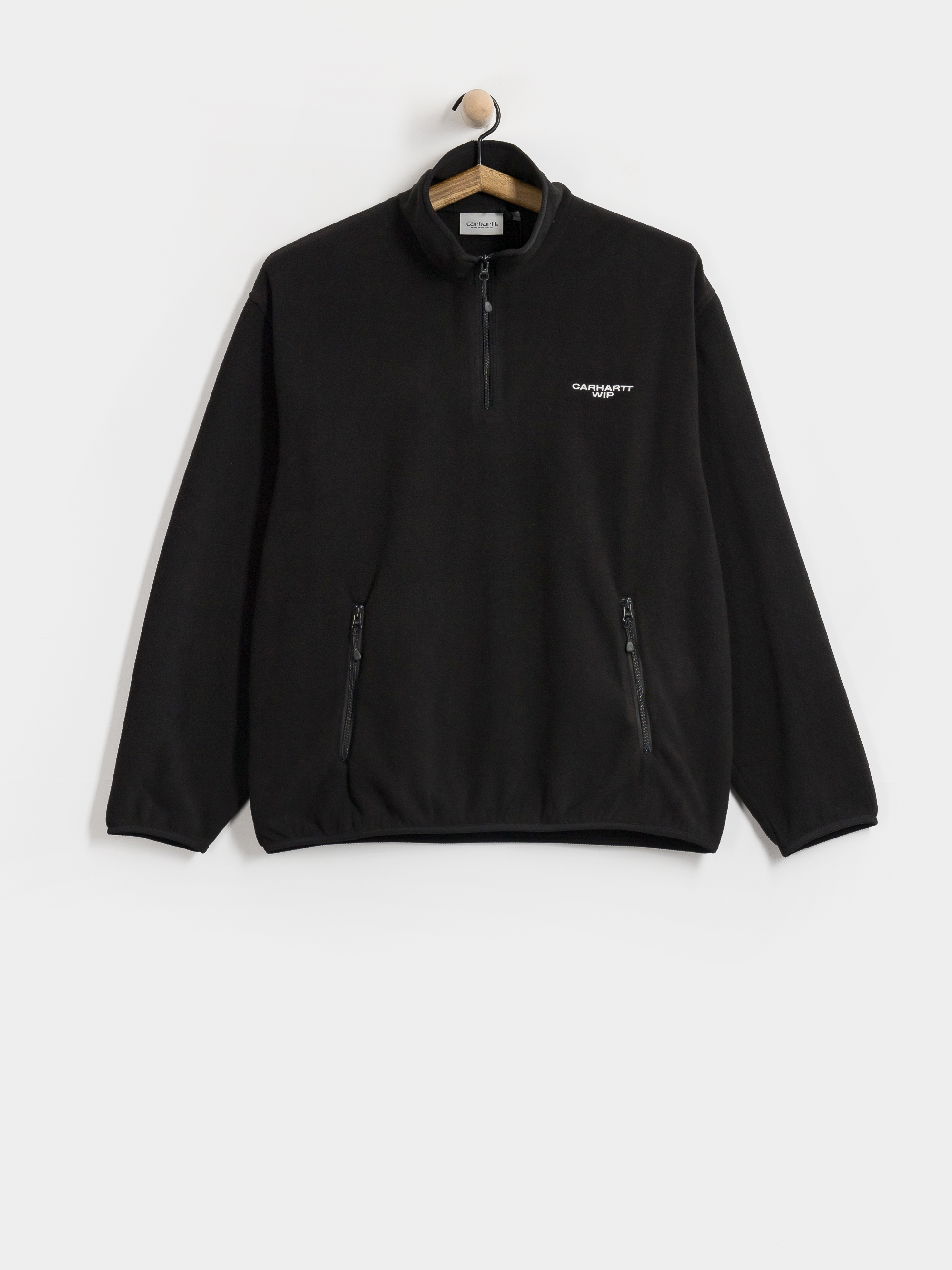 Polu00e1r pulu00f3ver Carhartt WIP Edmore Half Zip (black/white)