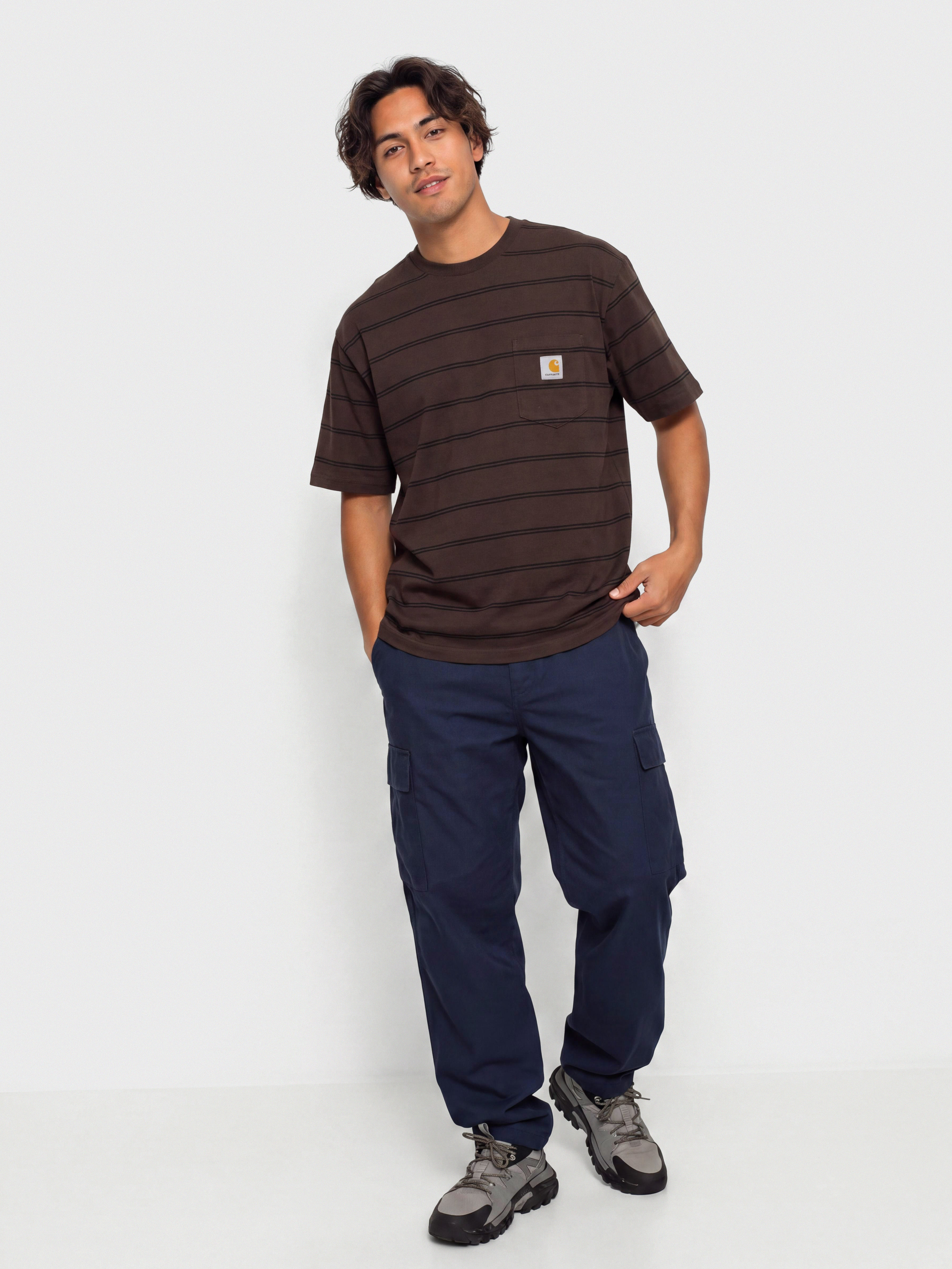 Póló Carhartt WIP Cardona Pocket (cardona stripe natural/palisander/garment dyed)