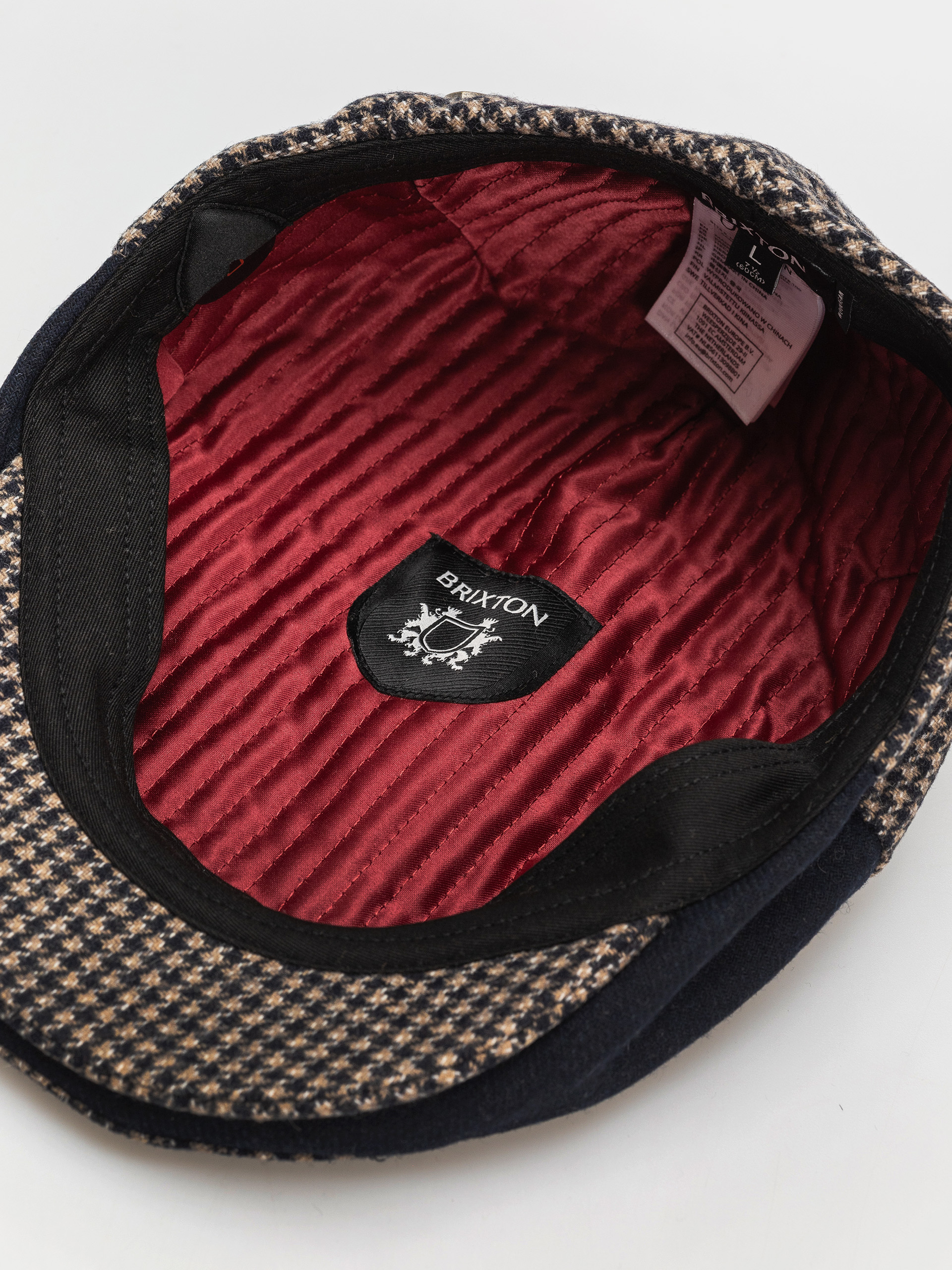 Brixton Hooligan Snap Cap Flat cap (navy/sand houndstooth)