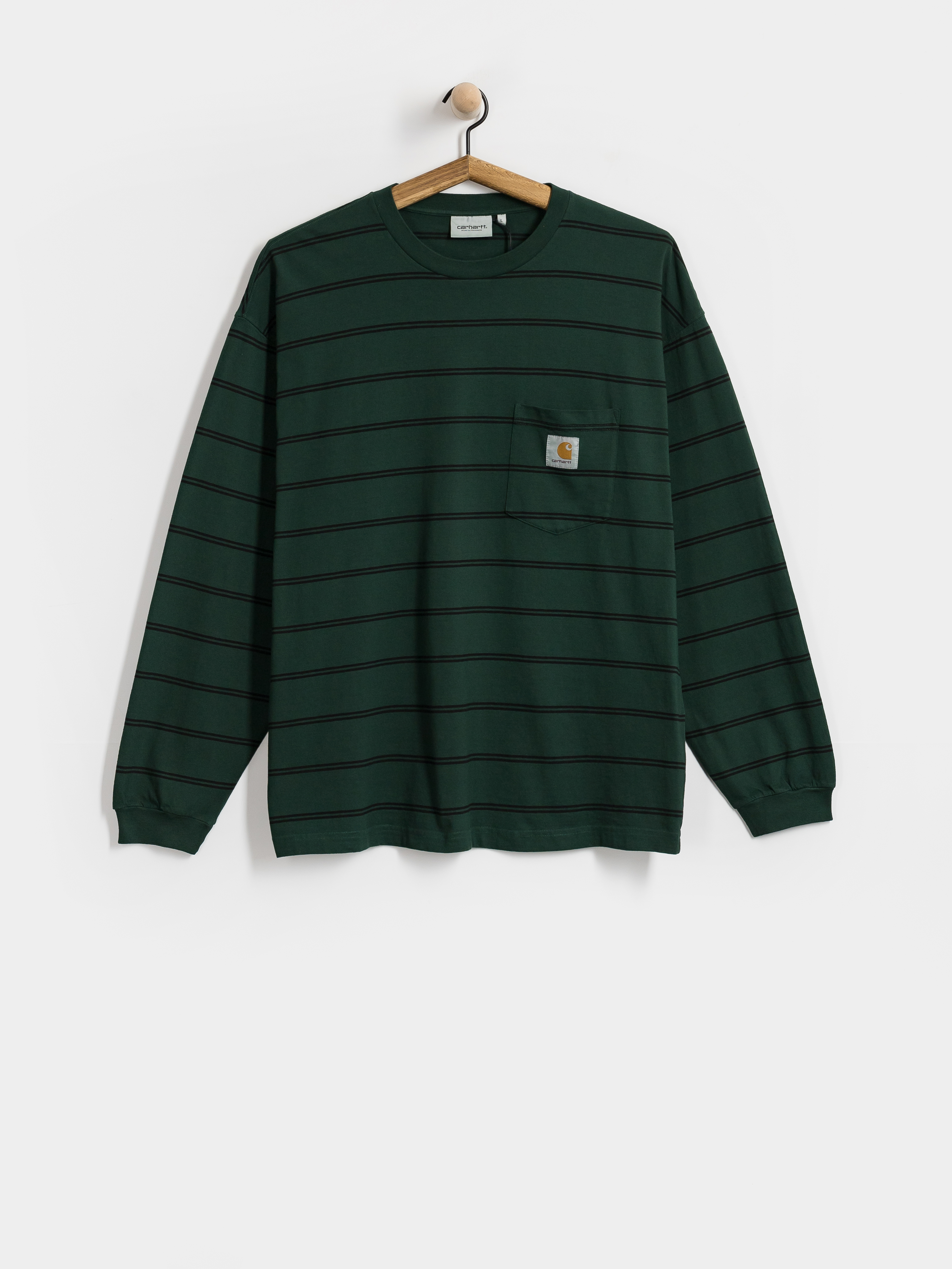 Carhartt WIP Cardona Pocket Hosszu00fa ujju00fa felsu0151 (cardona stripe natural/dark scarab/garment dyed)