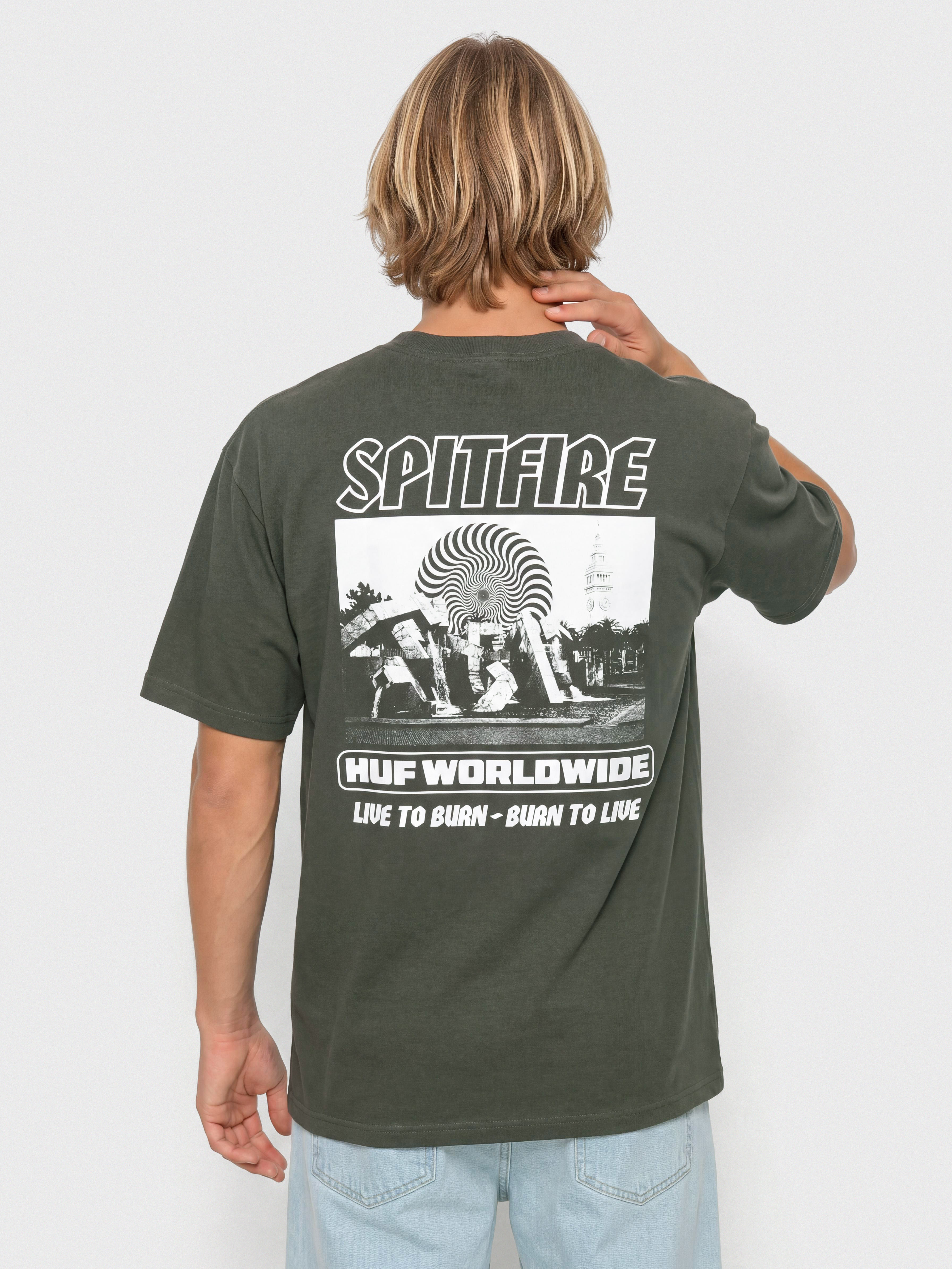HUF X Spitfire Burn Póló (washed black)