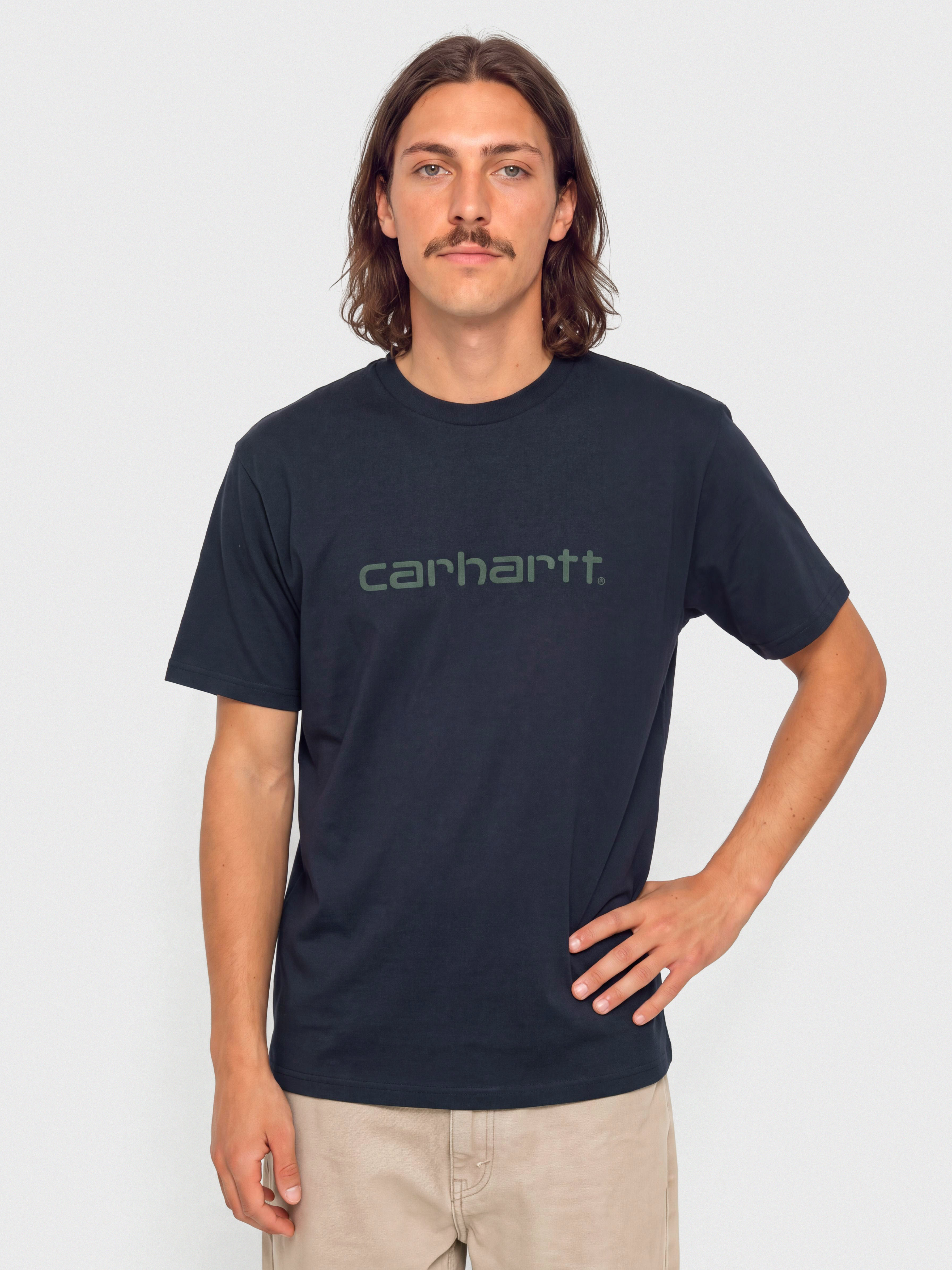 Carhartt WIP Script Póló (dark navy/dark scarab)