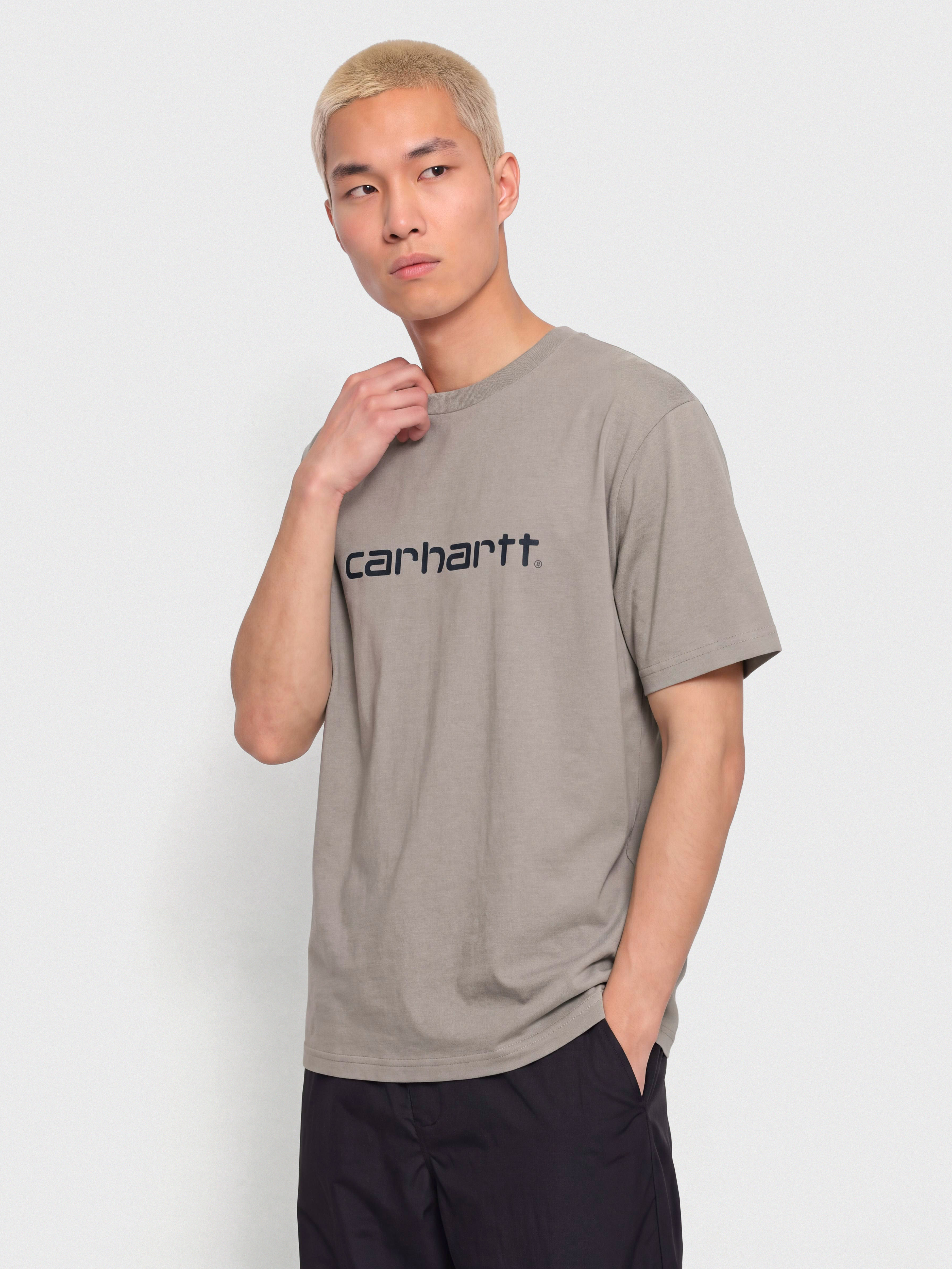 Carhartt WIP Script Póló (shady grey/dark navy)