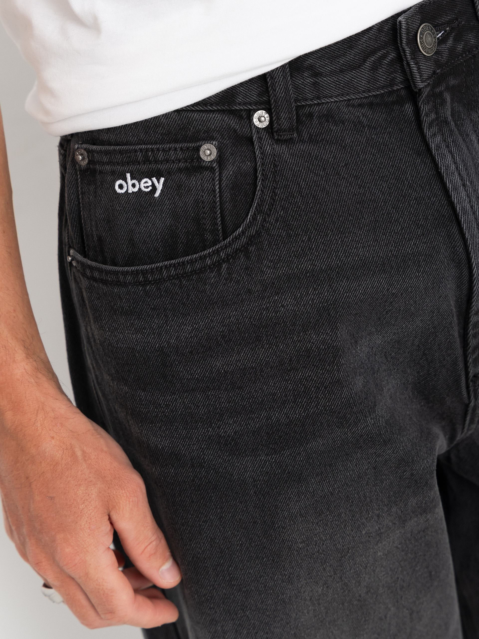 OBEY Bigwig Baggy Denim Kisnadrág (heavy vintage black)