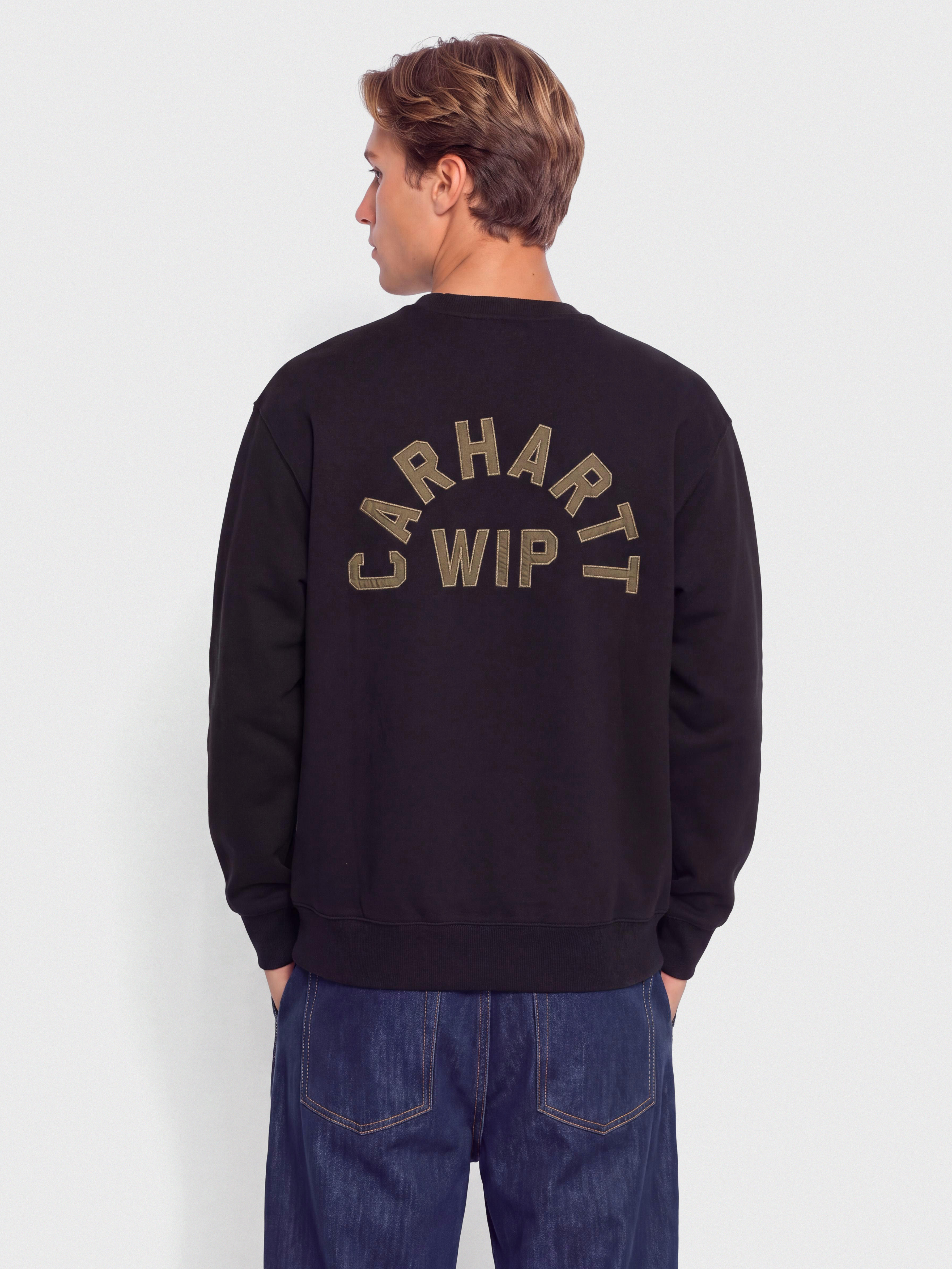 Pulóver Carhartt WIP Arch Script (black/hamilton brown/stone washed)