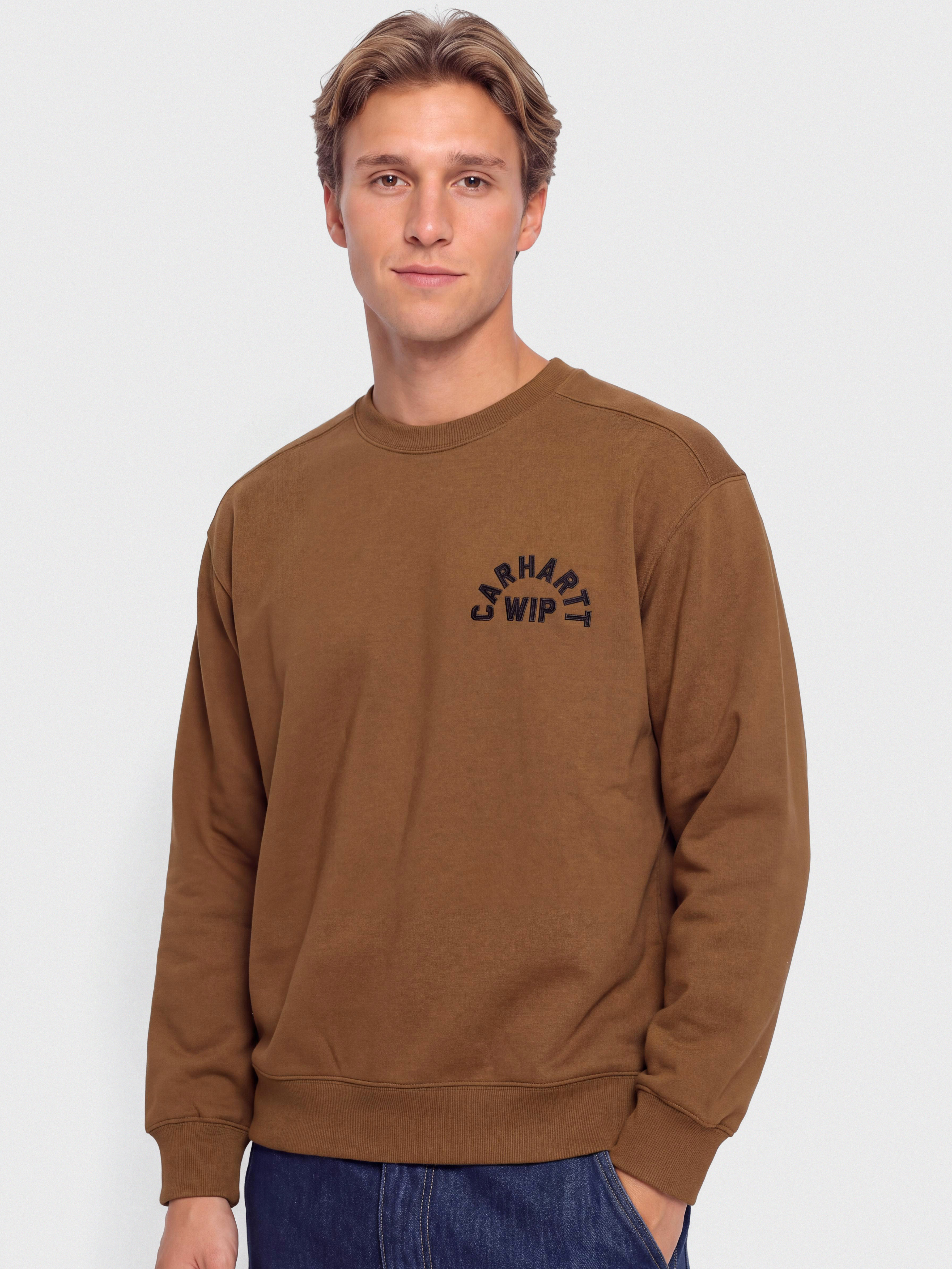 Pulóver Carhartt WIP Arch Script (wip h brown/black/stone washed)
