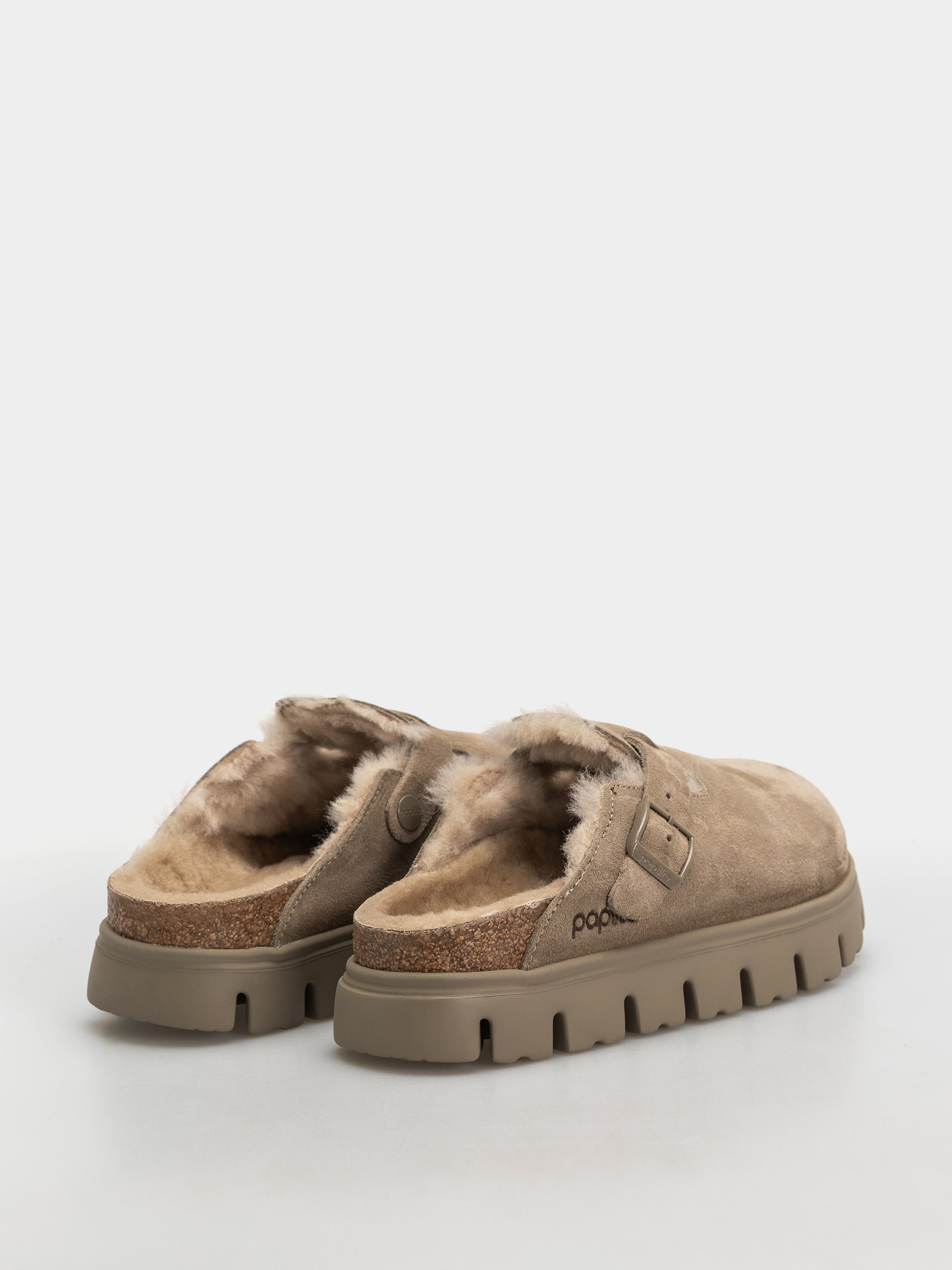 Birkenstock Boston Chunky Shearling Suede Leather Narrow Wmn Flip-flop papucsok (taupe)