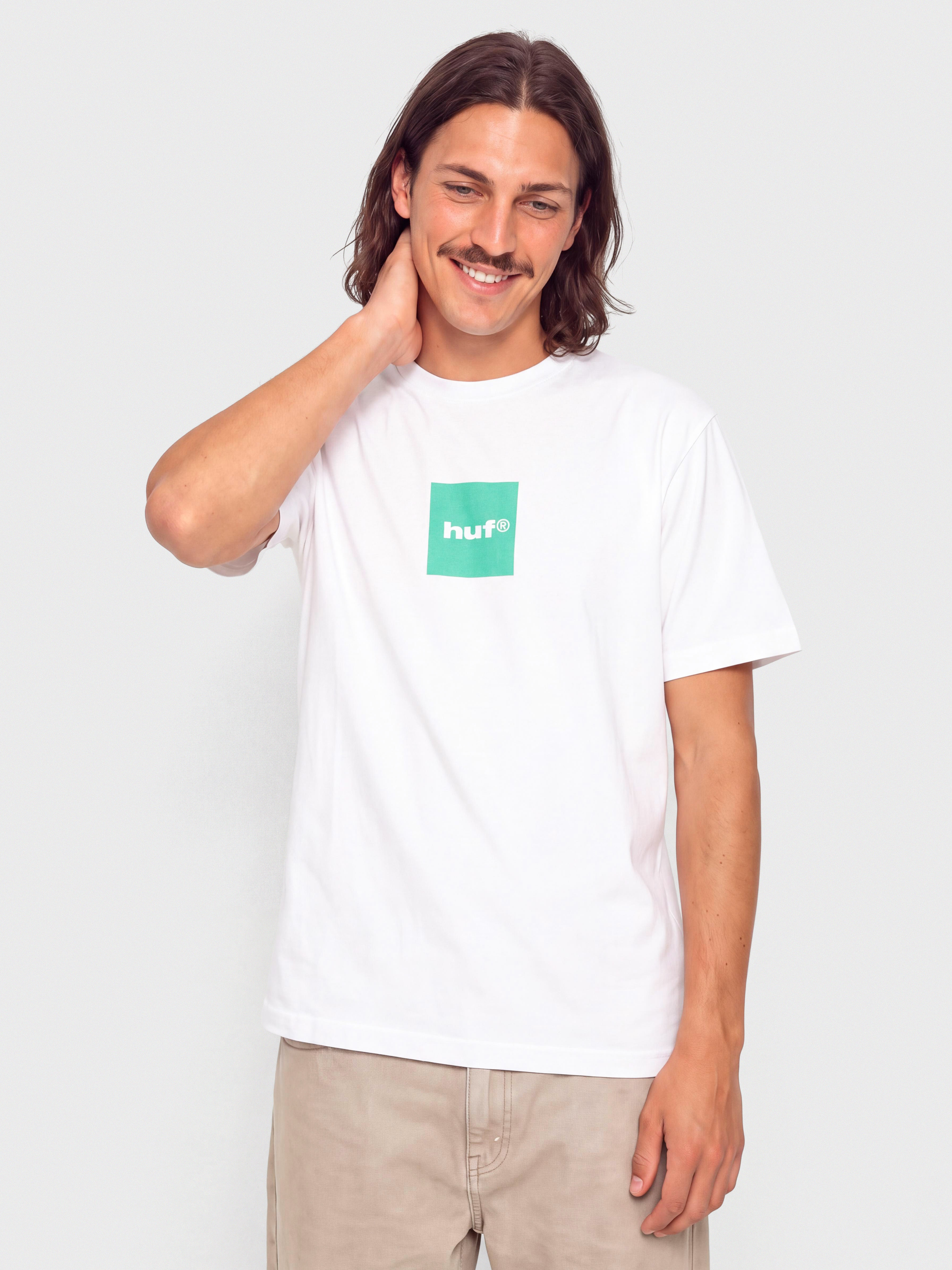 Póló HUF Box Logo (white teal)