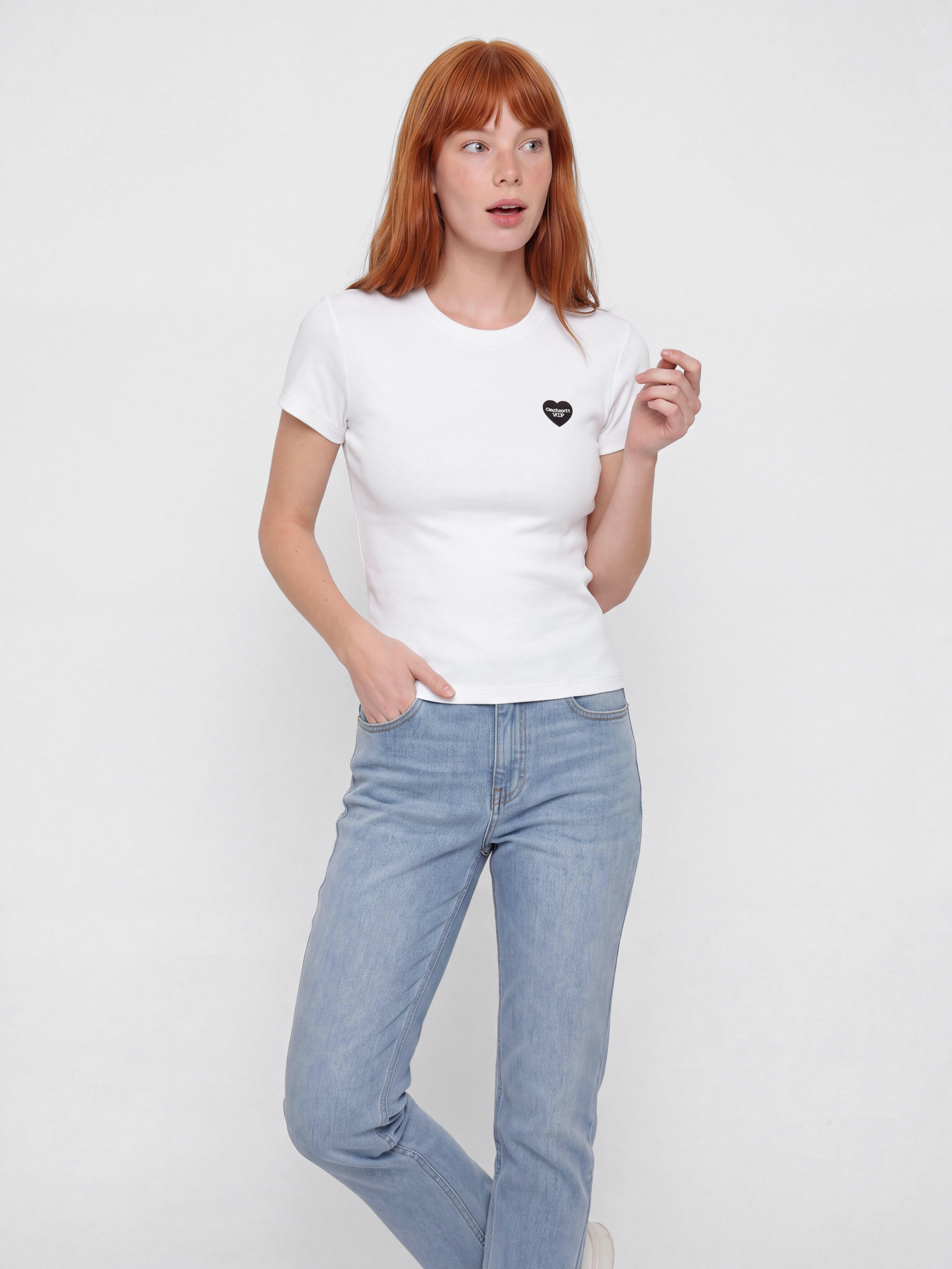 Póló Carhartt WIP Small Heart Patch Wmn (white/black)