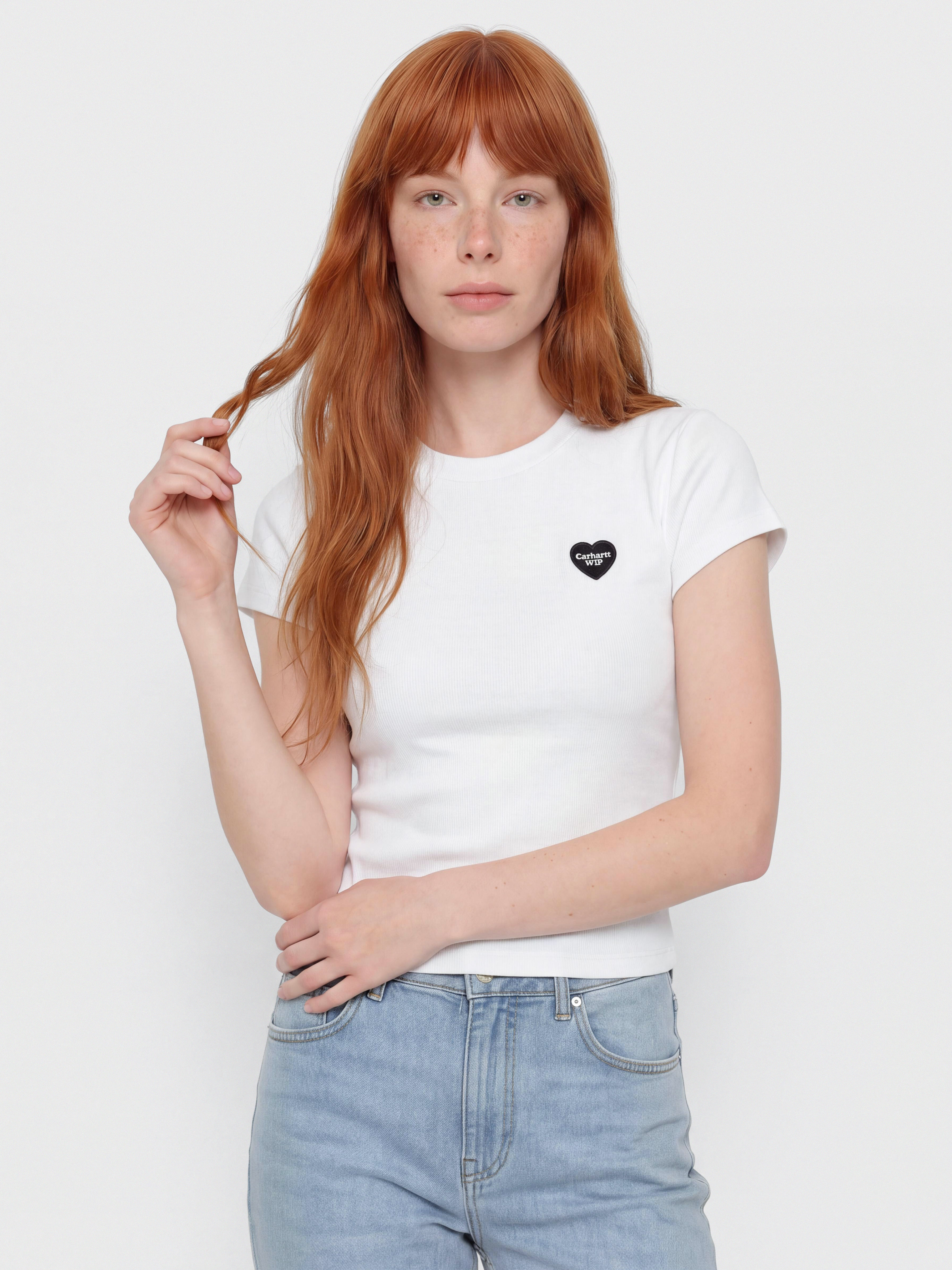 Póló Carhartt WIP Small Heart Patch Wmn (white/black)