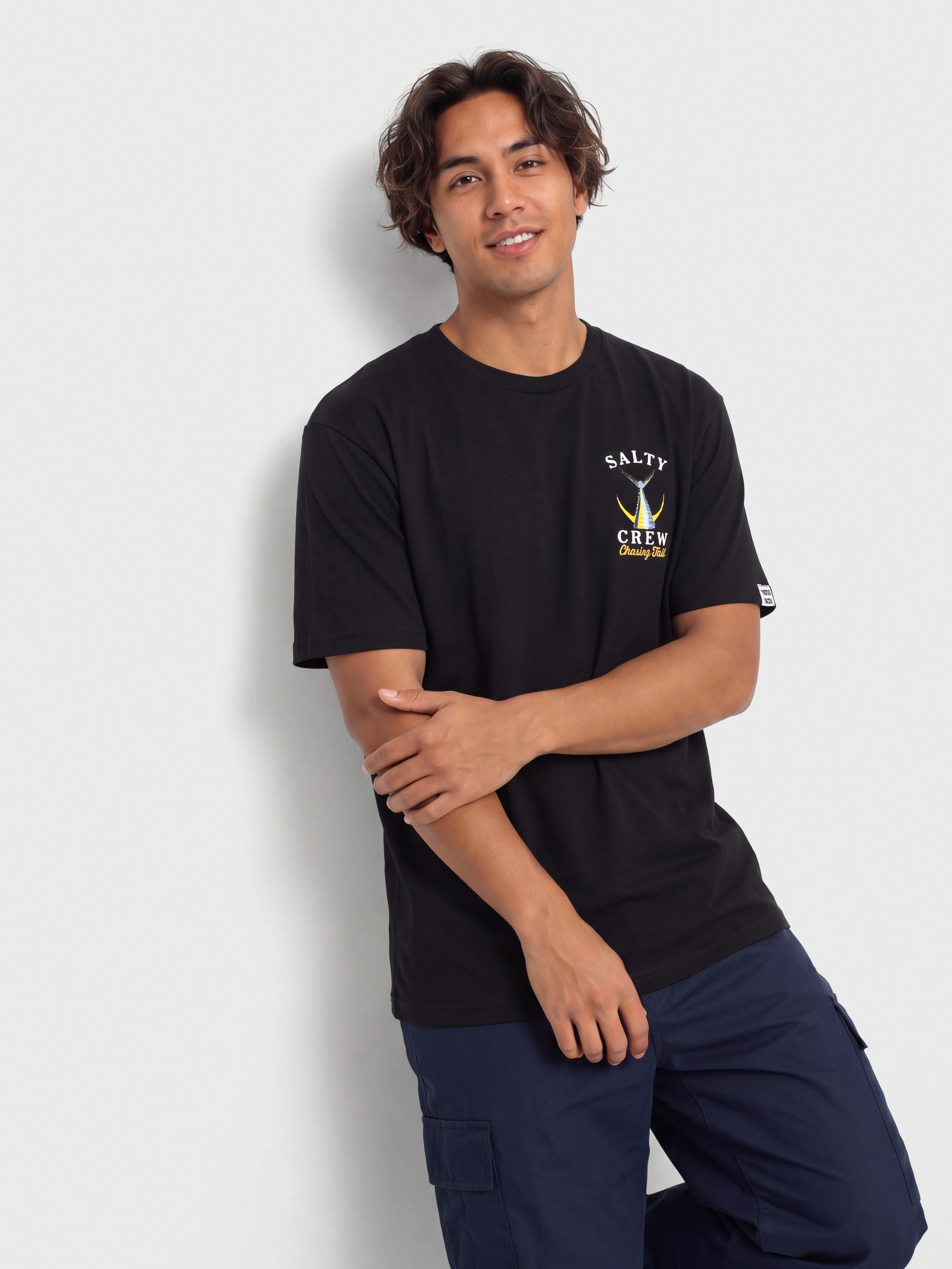 Ujjatlan felső Salty Crew Tailed (black)