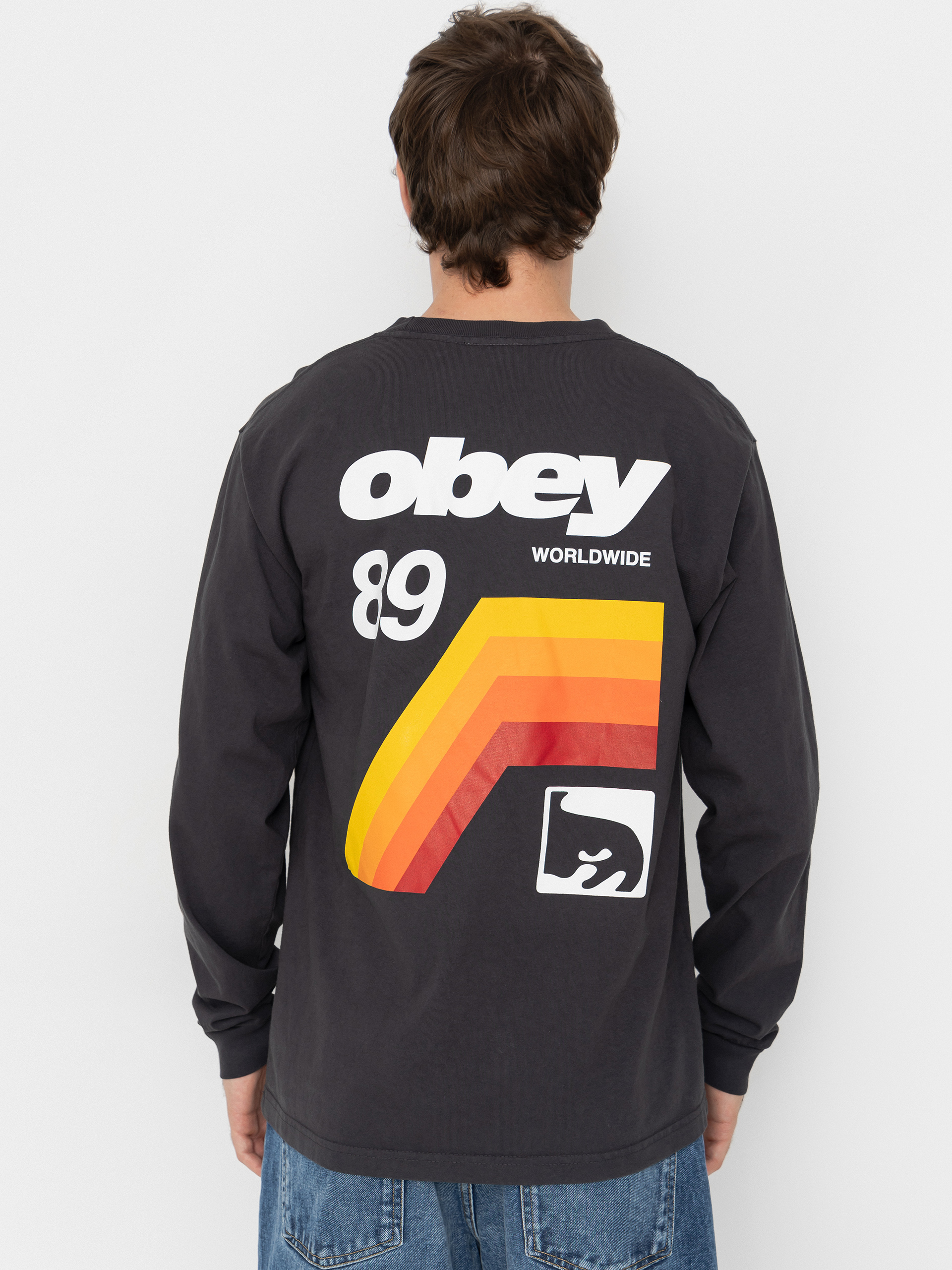 Hosszú ujjú felső OBEY Vhs (pigment true vintage black)