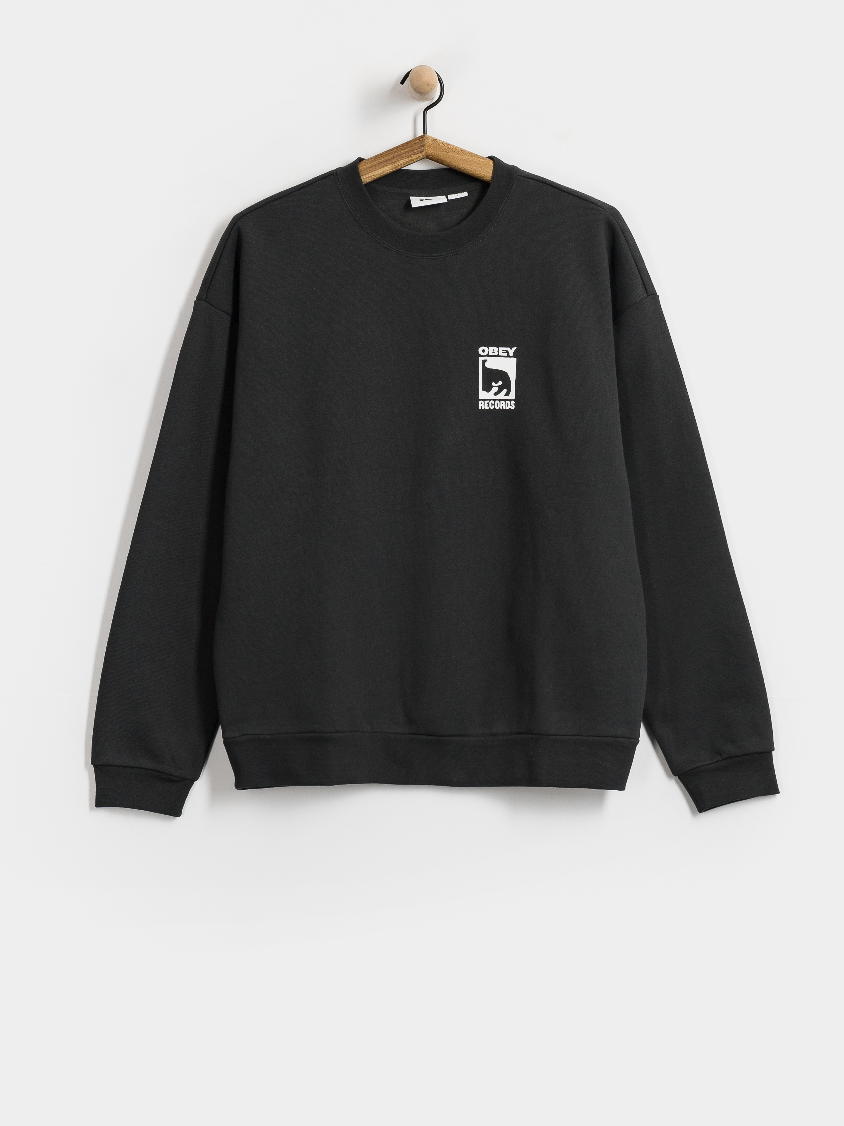 Pulóver OBEY Records Extra Heavy (vintage black)