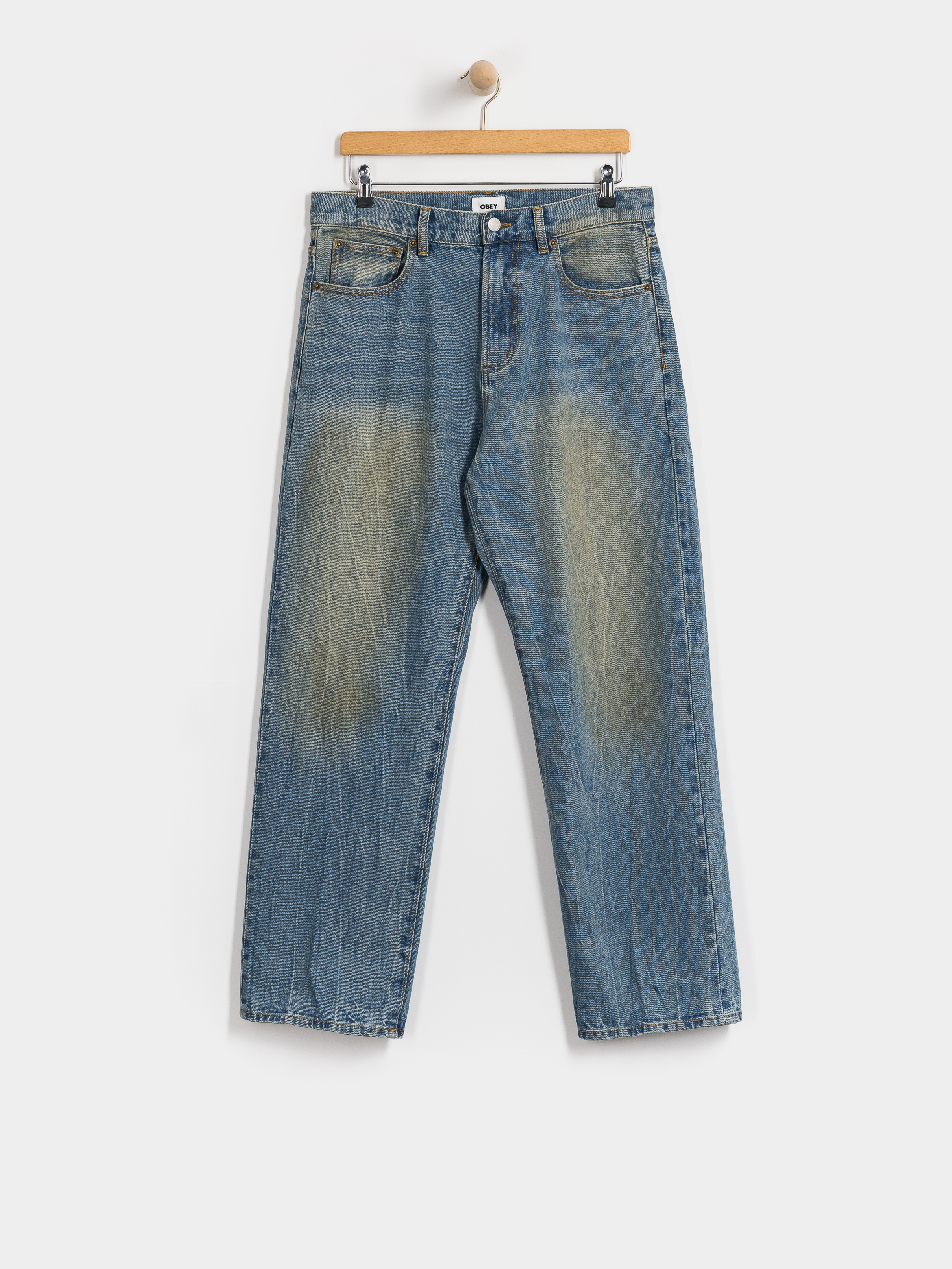 Kisnadrág OBEY Nelson Straight Denim (garage wash indigo)