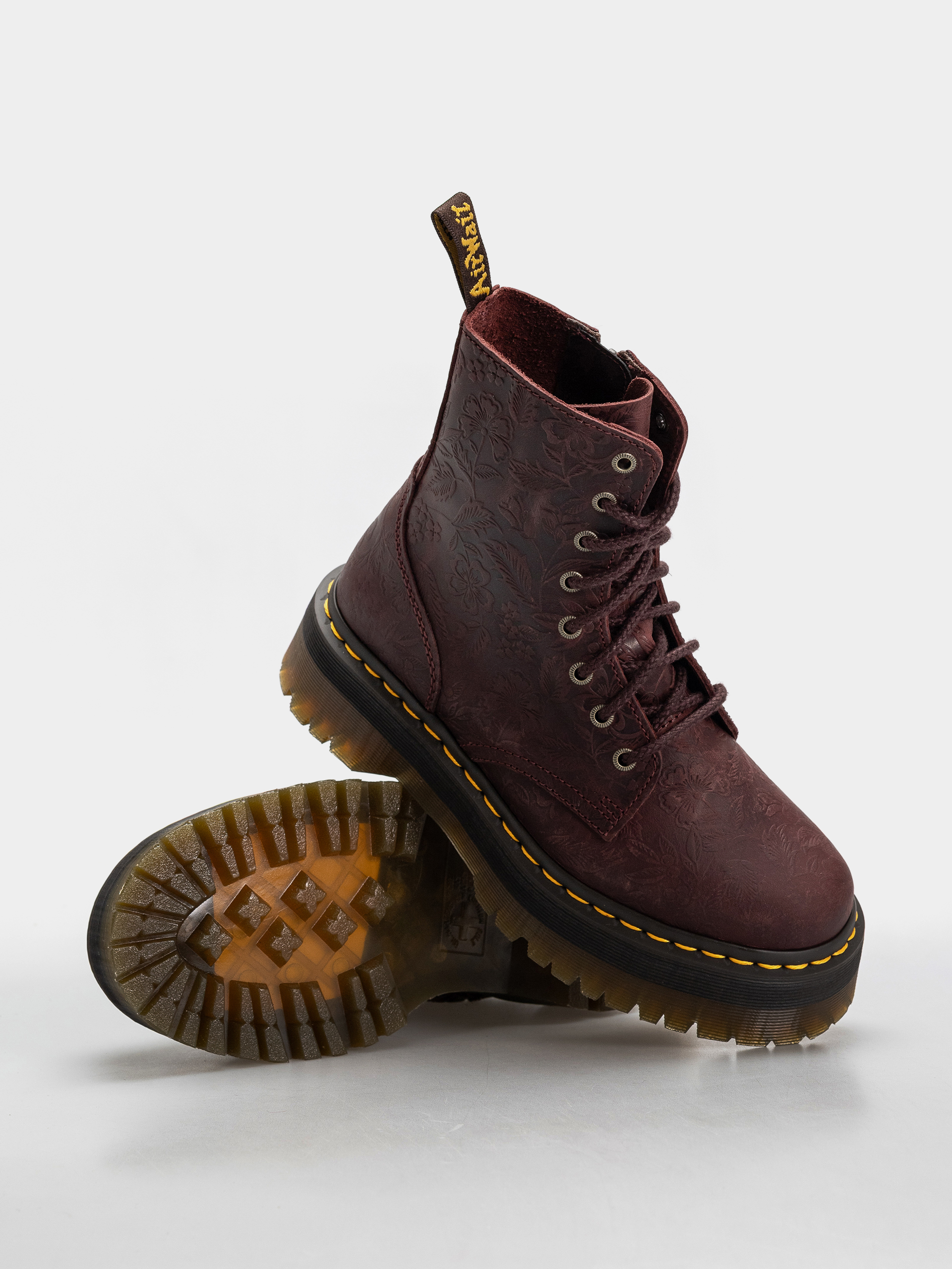 Dr. Martens Jadon Emboss Floral Wmn Cipők (cherry red)