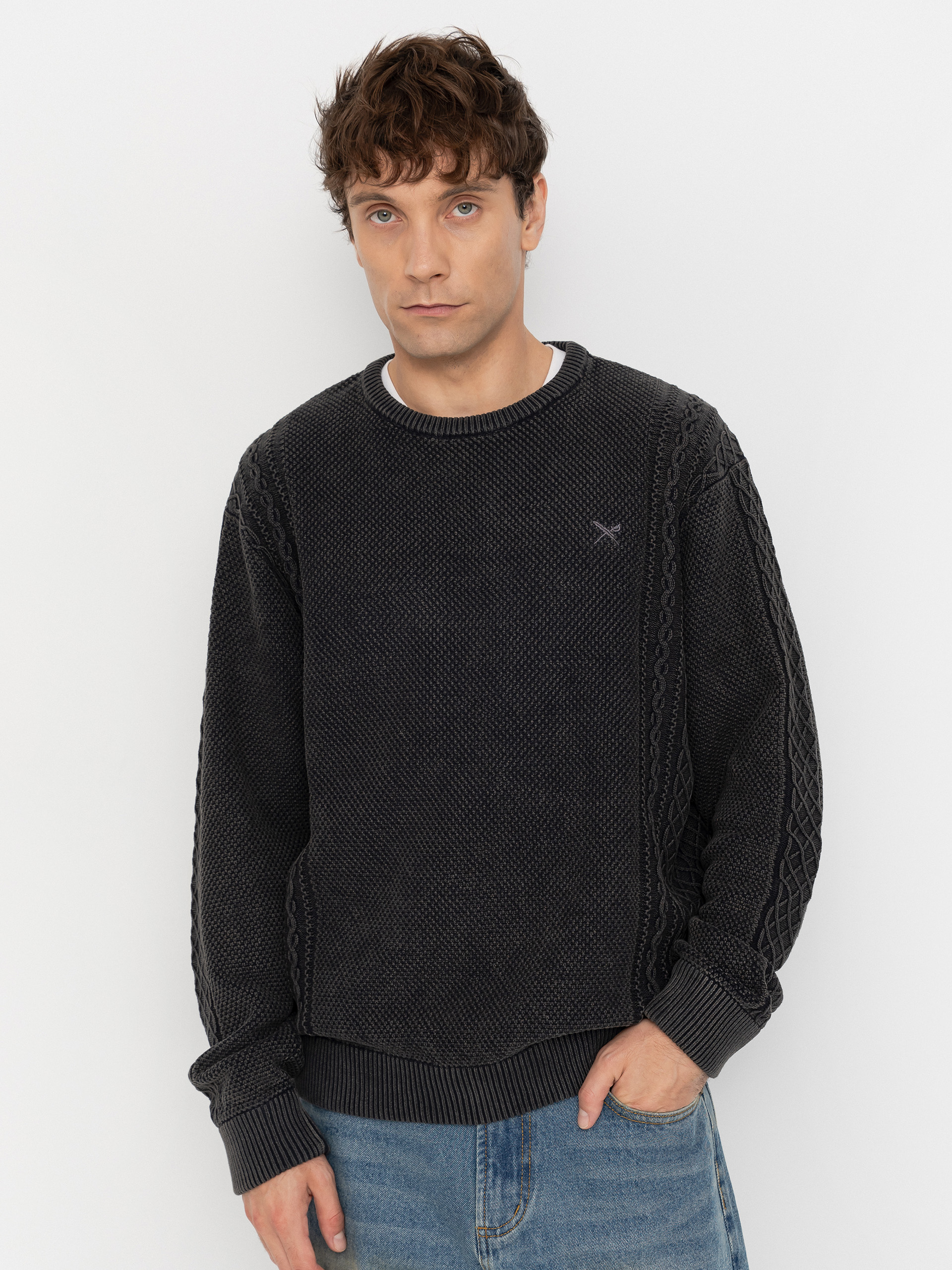Pulóver Iriedaily Vintage Structure (black wash)