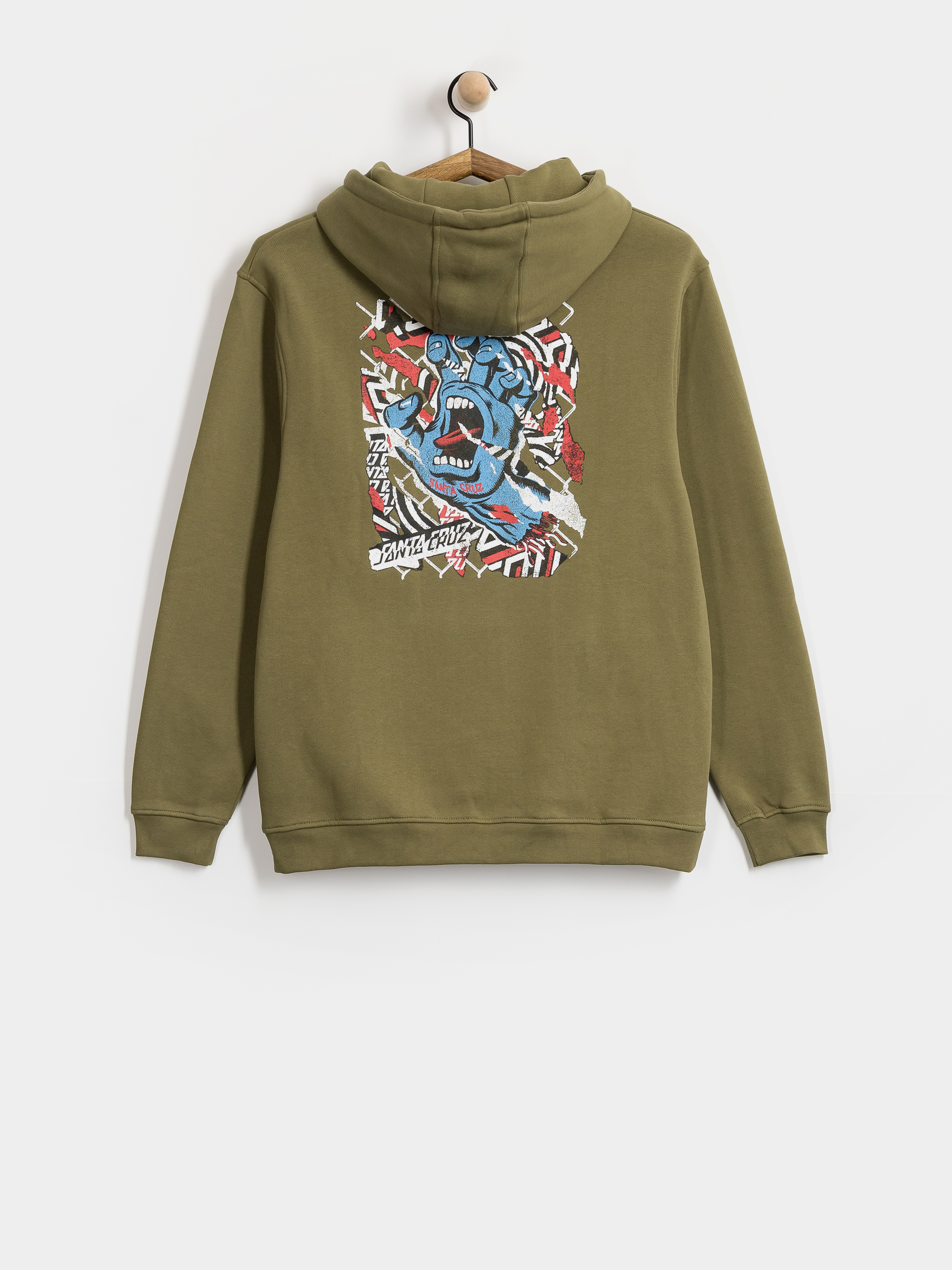 Kapucnis pulóver Santa Cruz Damaged Hand HD (deep olive)