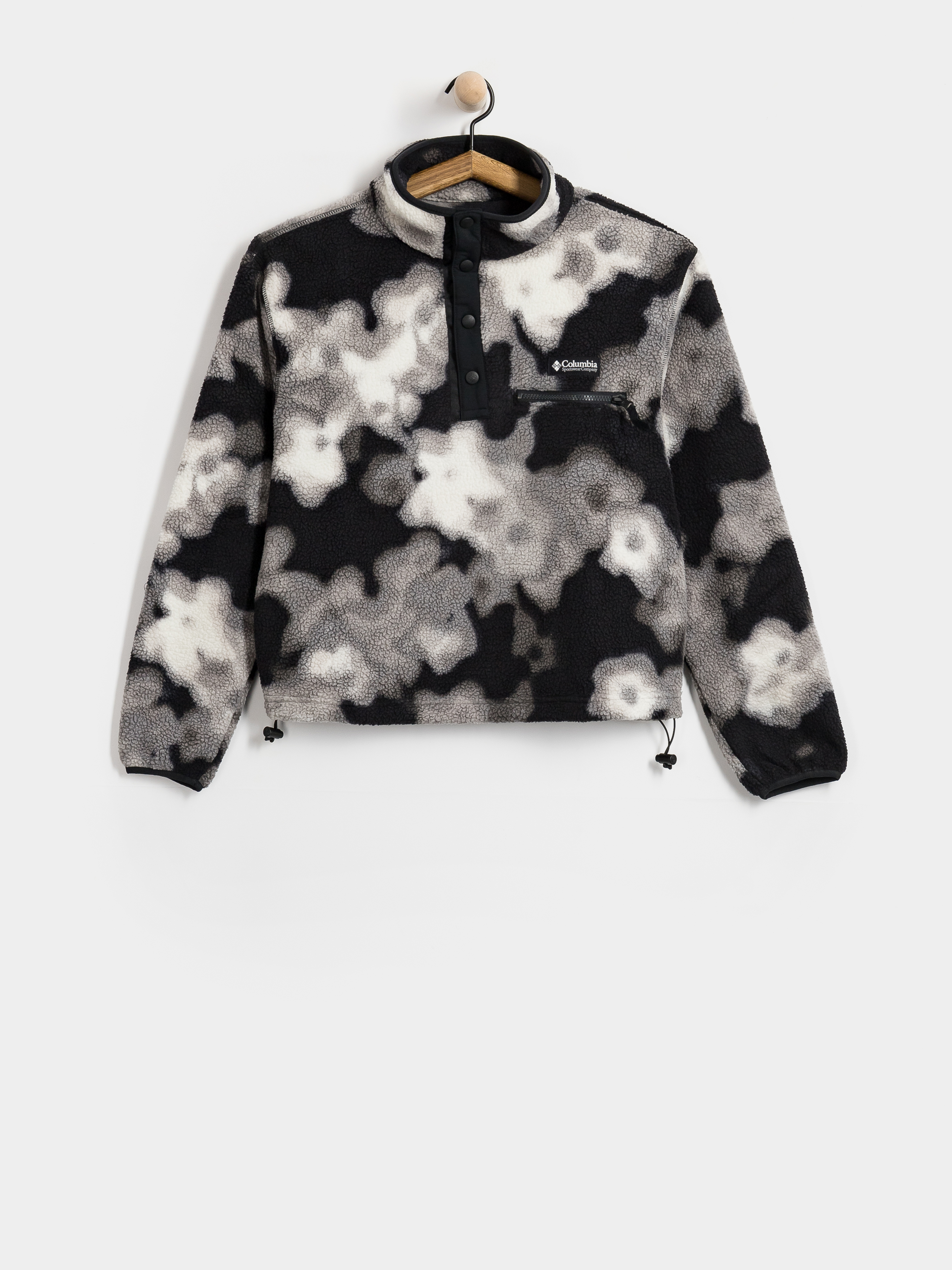 Női Columbia Helvetia II Printed Cropped Half Snap Polár pulóver (black/dyeflowe)