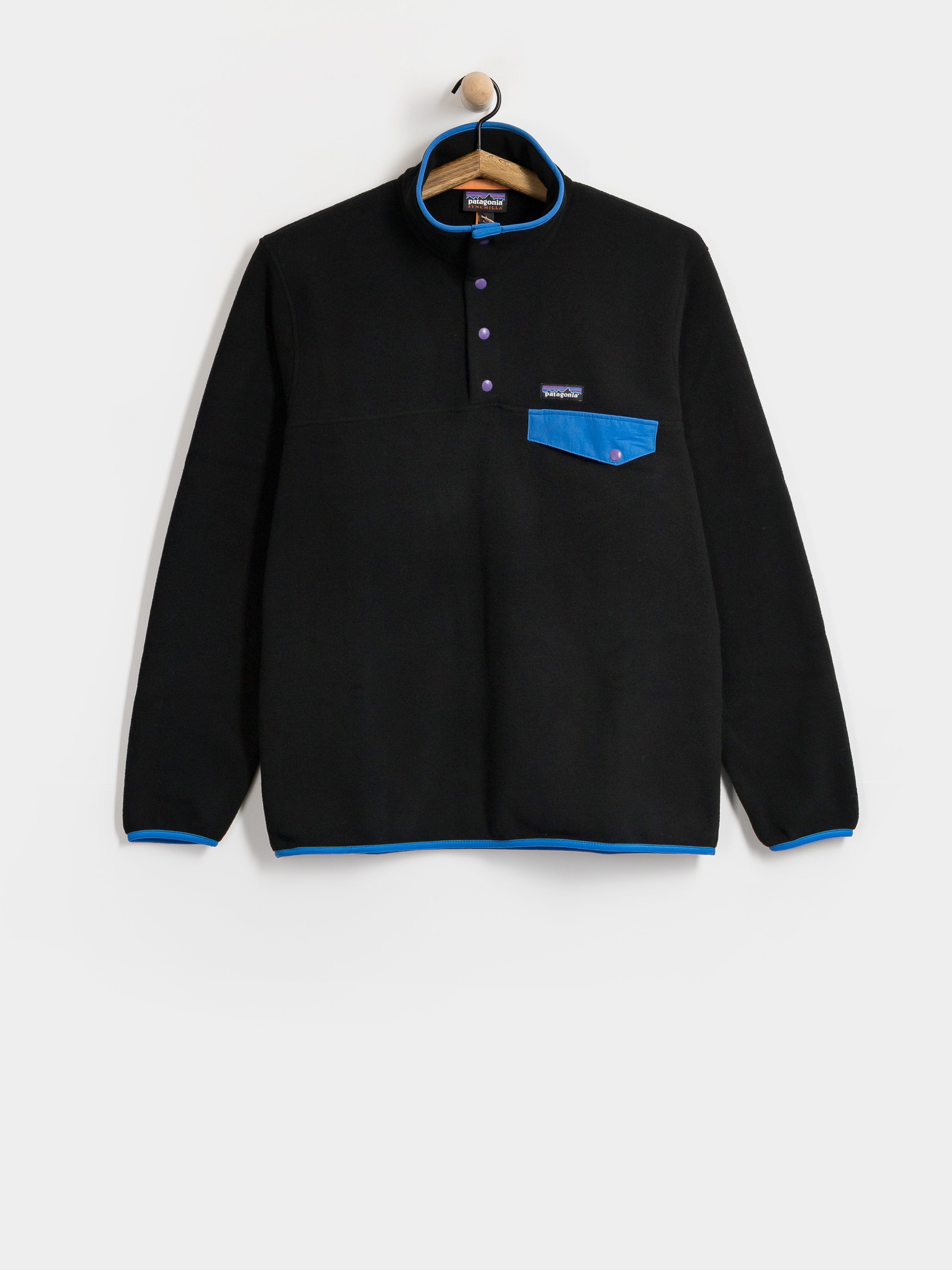 Patagonia LW Synch Snap T Polu00e1r pulu00f3ver (black w/p6 blue)