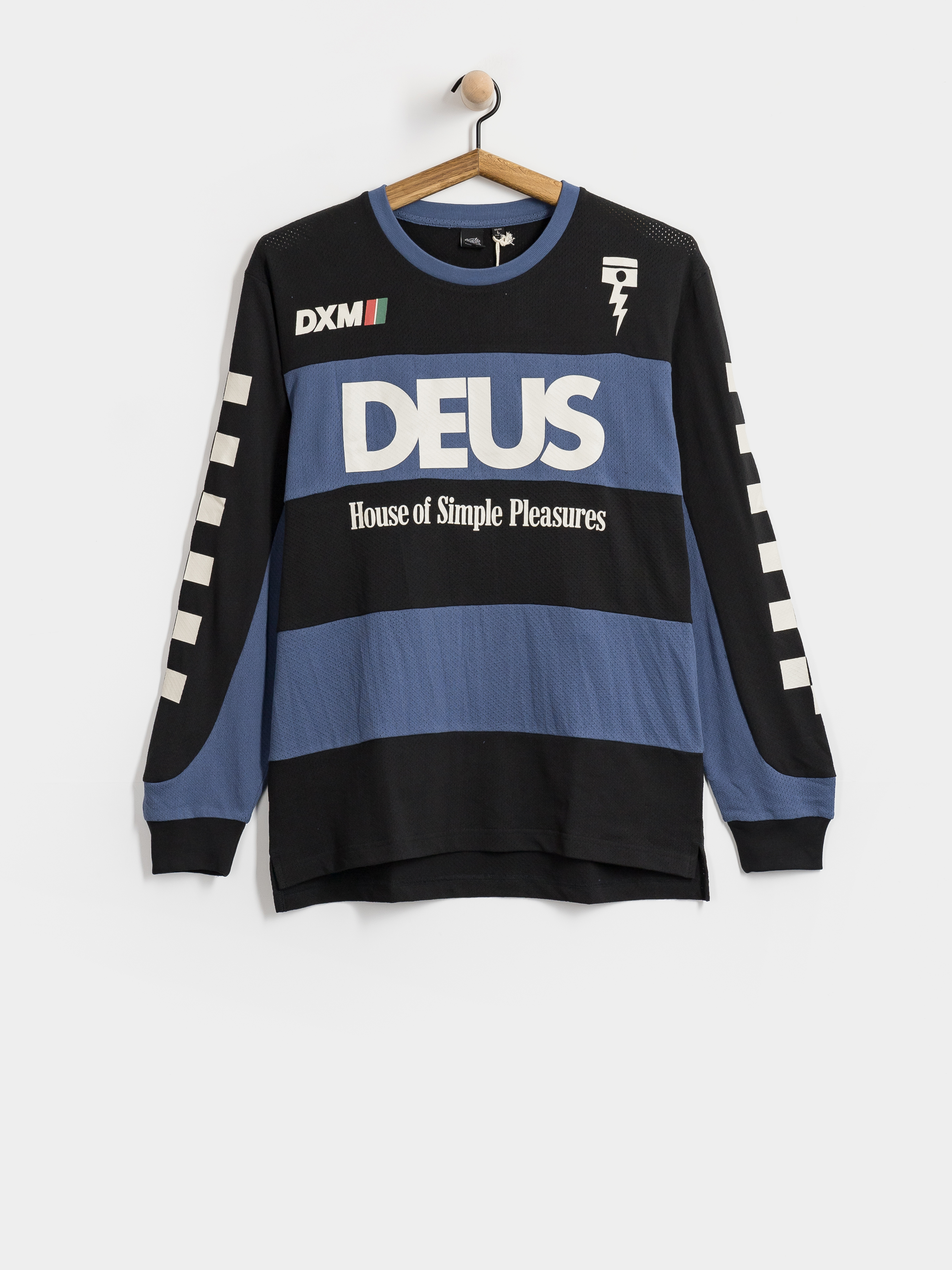Deus Ex Machina Vilander Moto Jersey Hosszú ujjú felső (mechanic blue combo)