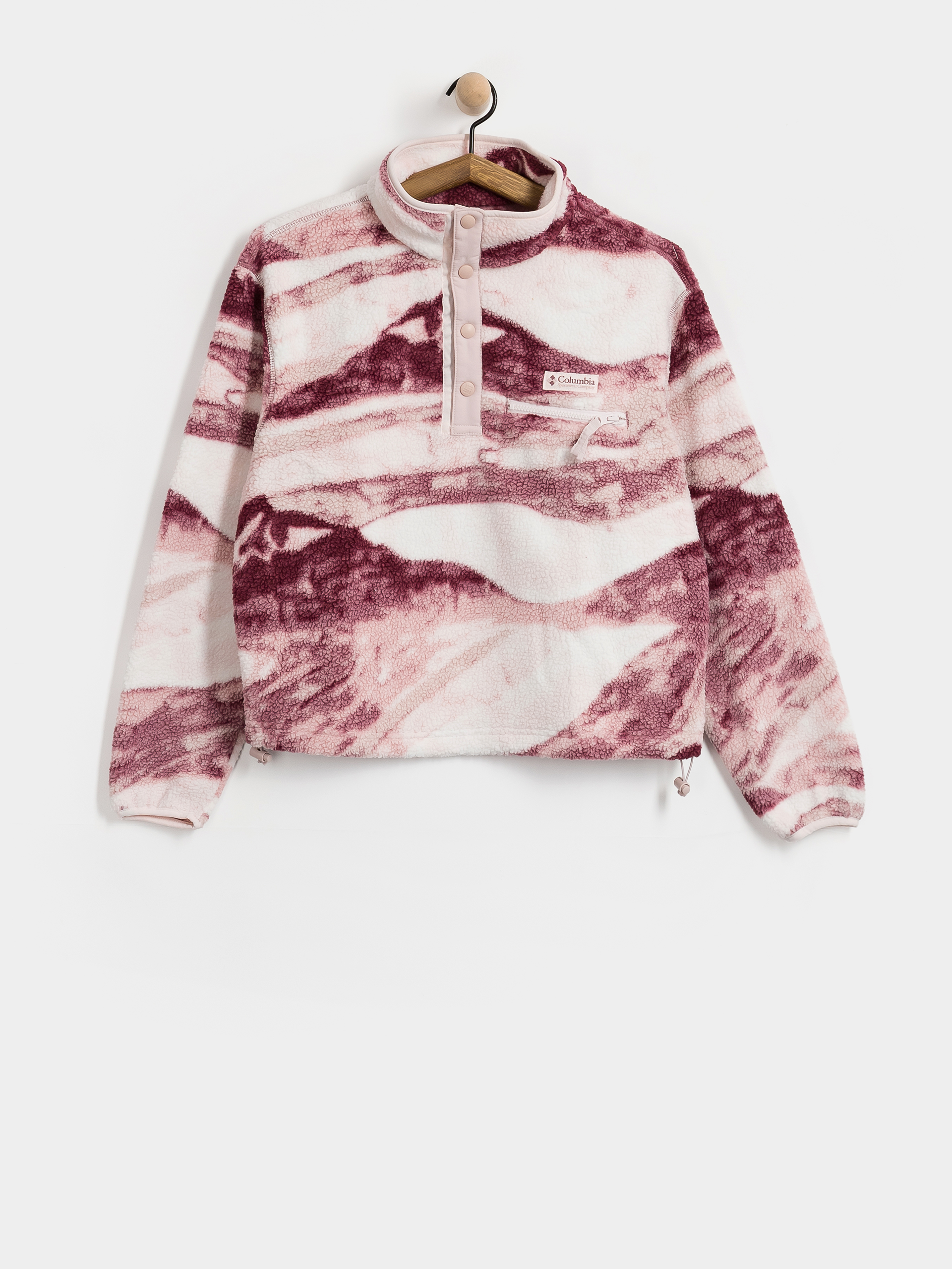 Női Polár pulóver Columbia Helvetia II Printed Cropped Half Snap (antique mauve)
