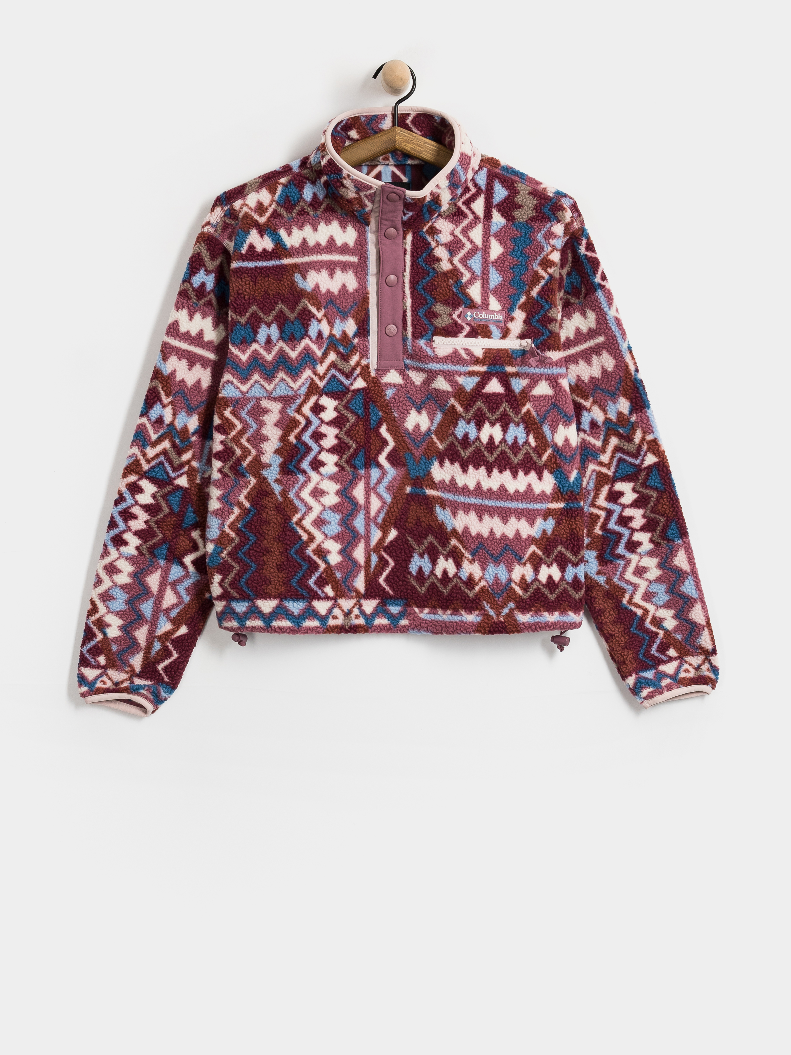 Női Polár pulóver Columbia Helvetia II Printed Cropped Half Snap (antique mauve)