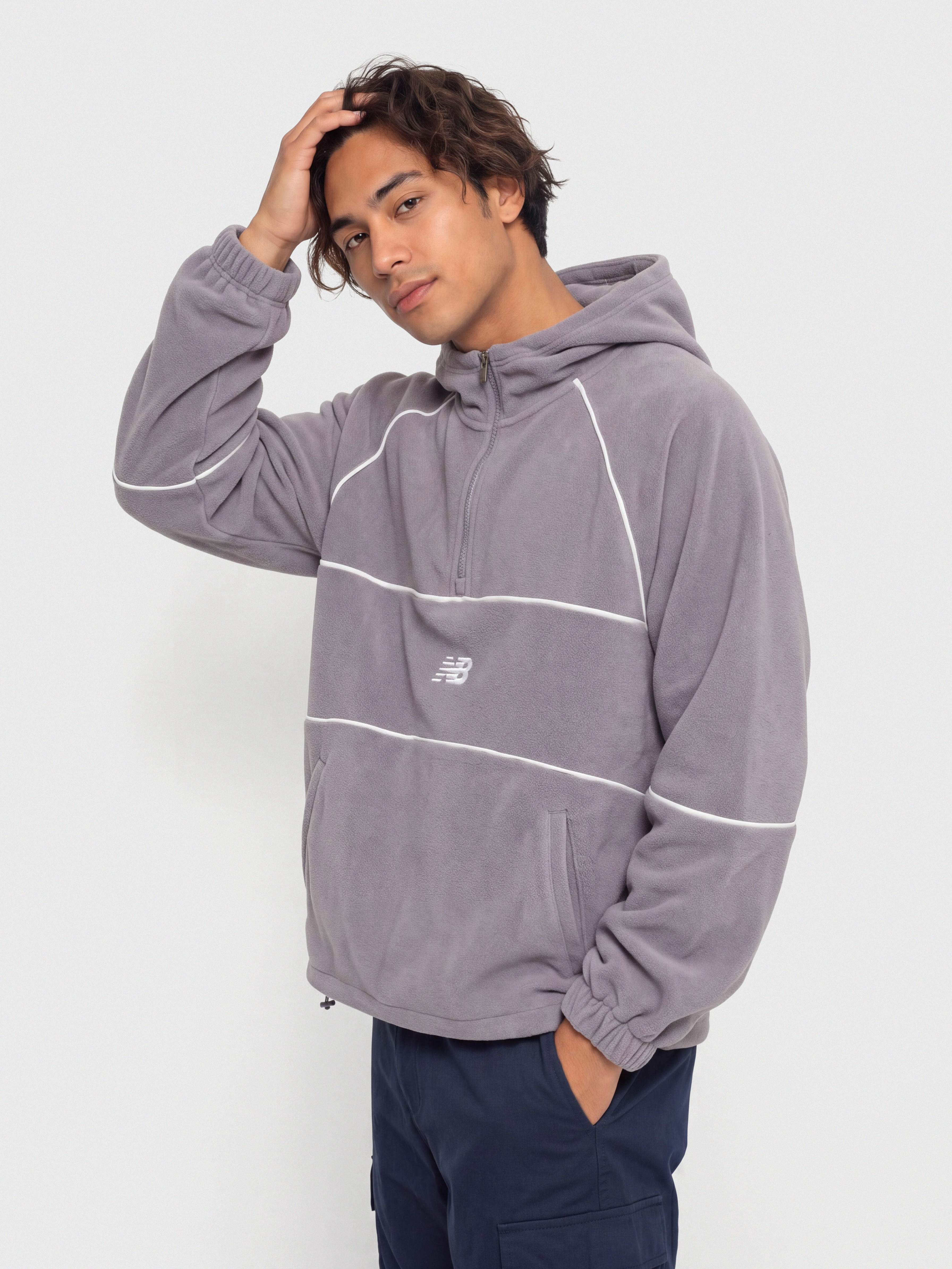 New Balance Trackside Polar Fleece HD Kapucnis pulóver (off line grey)