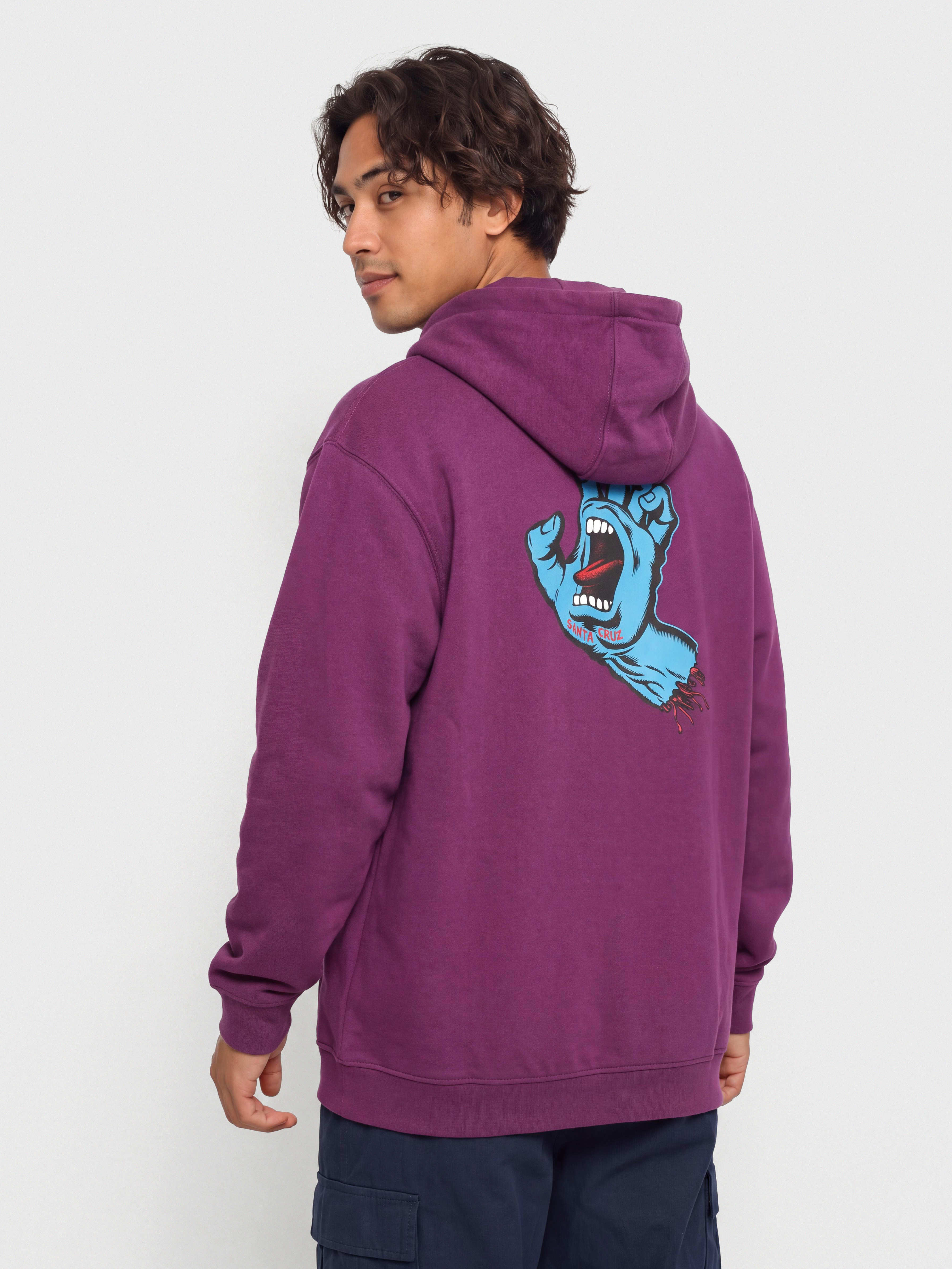 Kapucnis pulóver Santa Cruz Screaming Hand Chest HD (fresh purple)