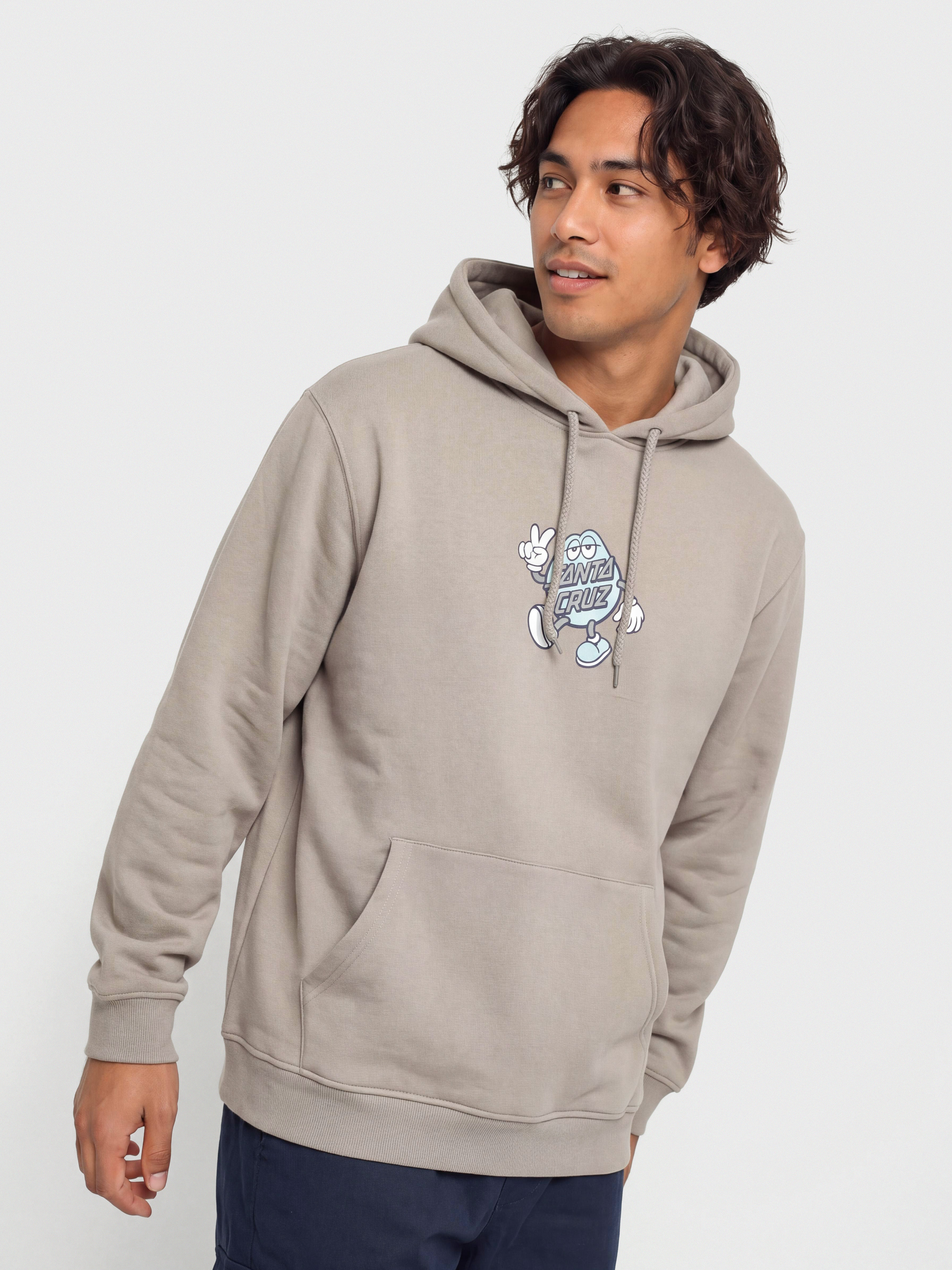 Kapucnis pulu00f3ver Santa Cruz Dot Guy Front HD (warm grey)