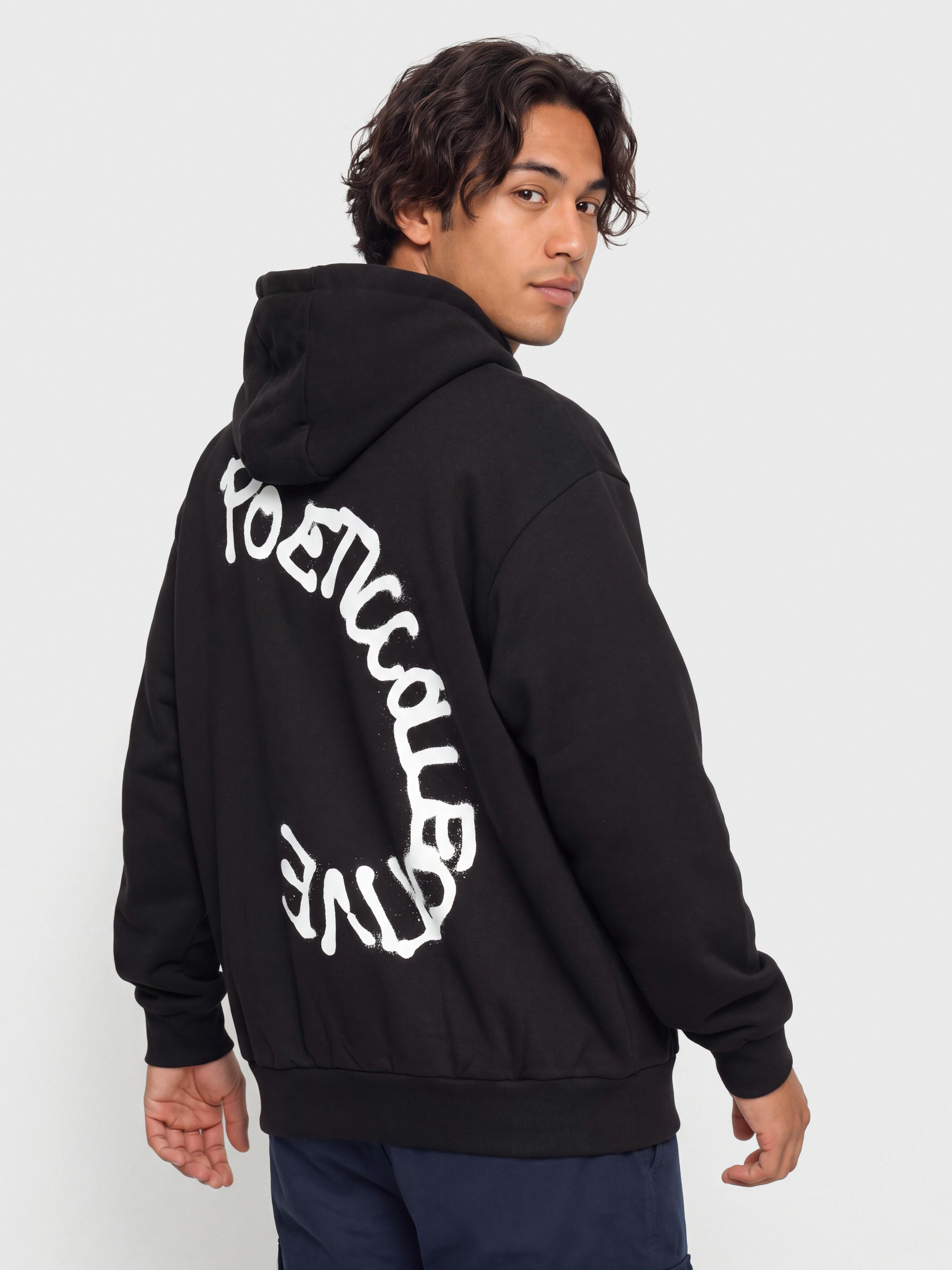 Poetic Collective Spray Text HD Kapucnis pulóver (black)
