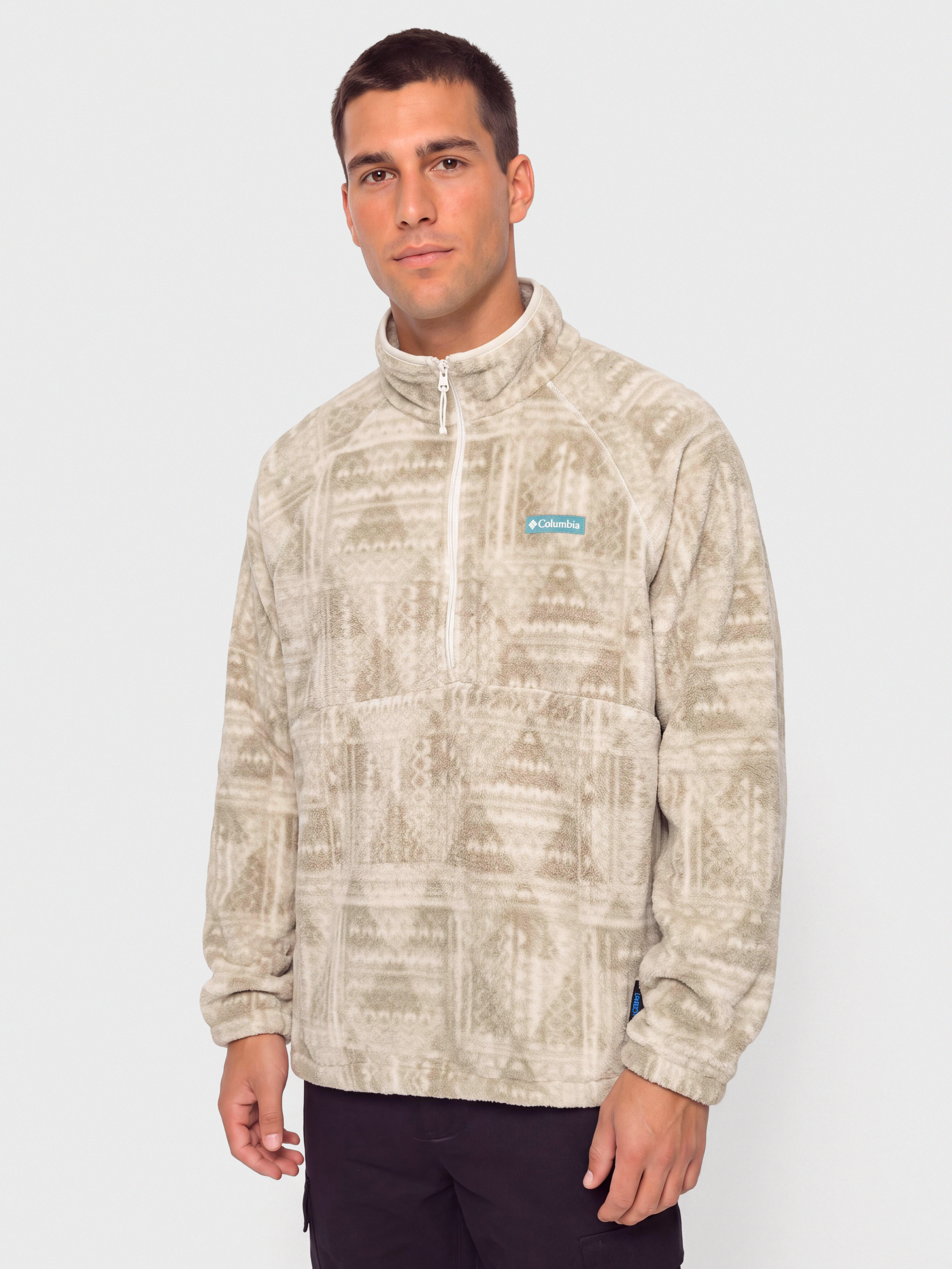 Férfi Columbia Timber Crest MTR Printed Half Zip Polár pulóver (dark stone/geomix)