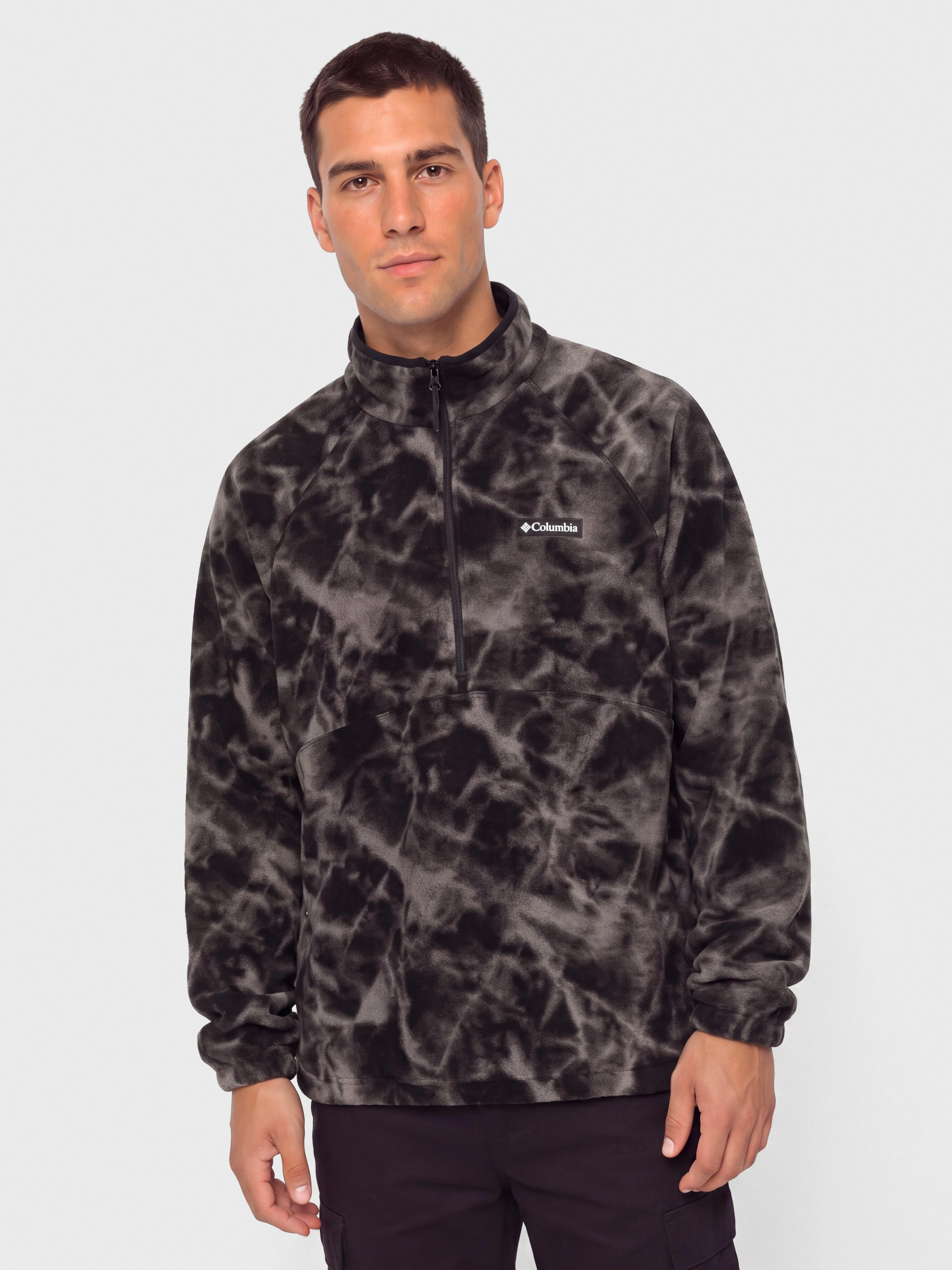 Férfi Polár pulóver Columbia Timber Crest MTR Printed Half Zip (black/icypeaks)